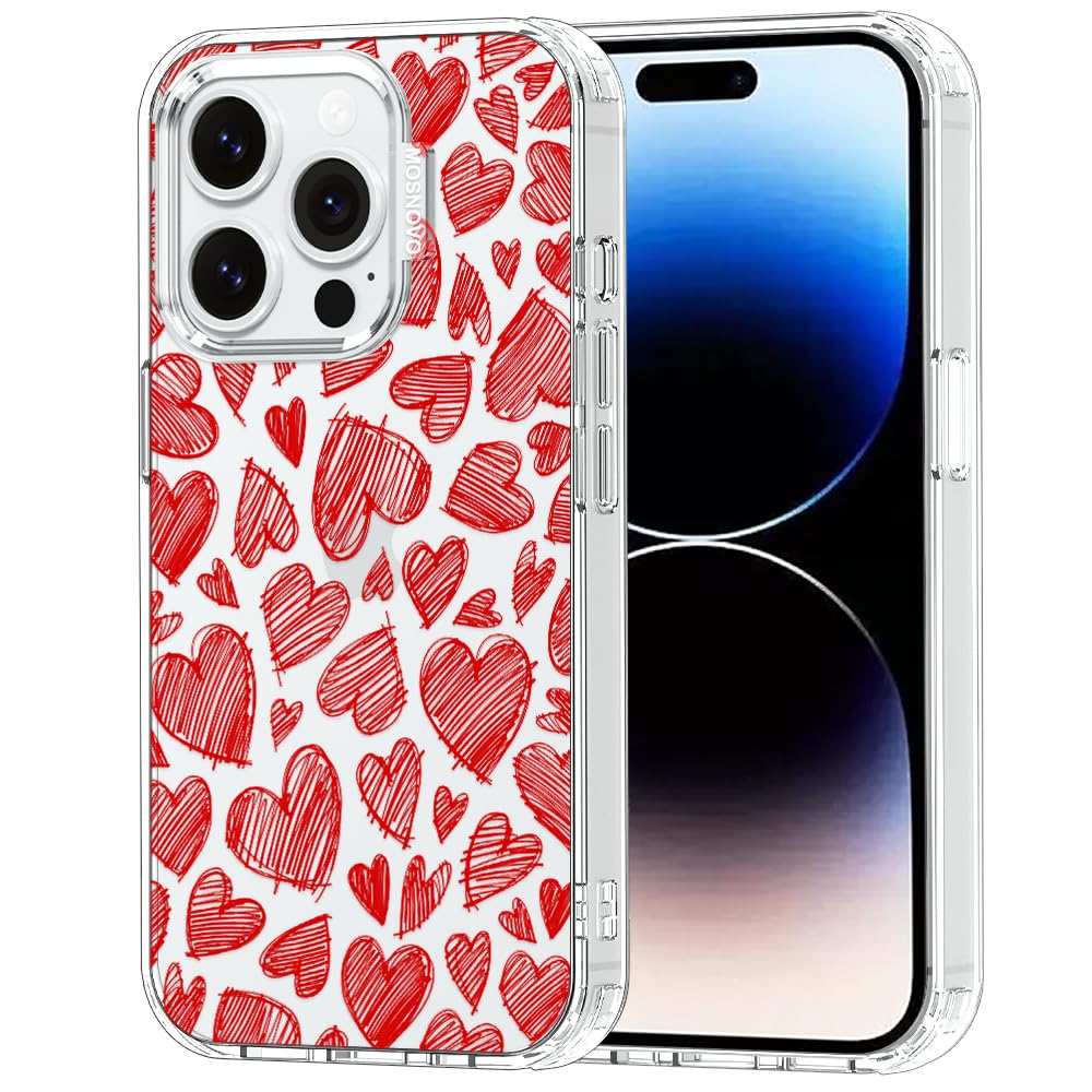 MOSNOVO for iPhone 14 Pro Case, Shockproof Military-Grade Protection 6.6ft Drop Tested, Clear Phone Case for iPhone 14 Pro, Red 