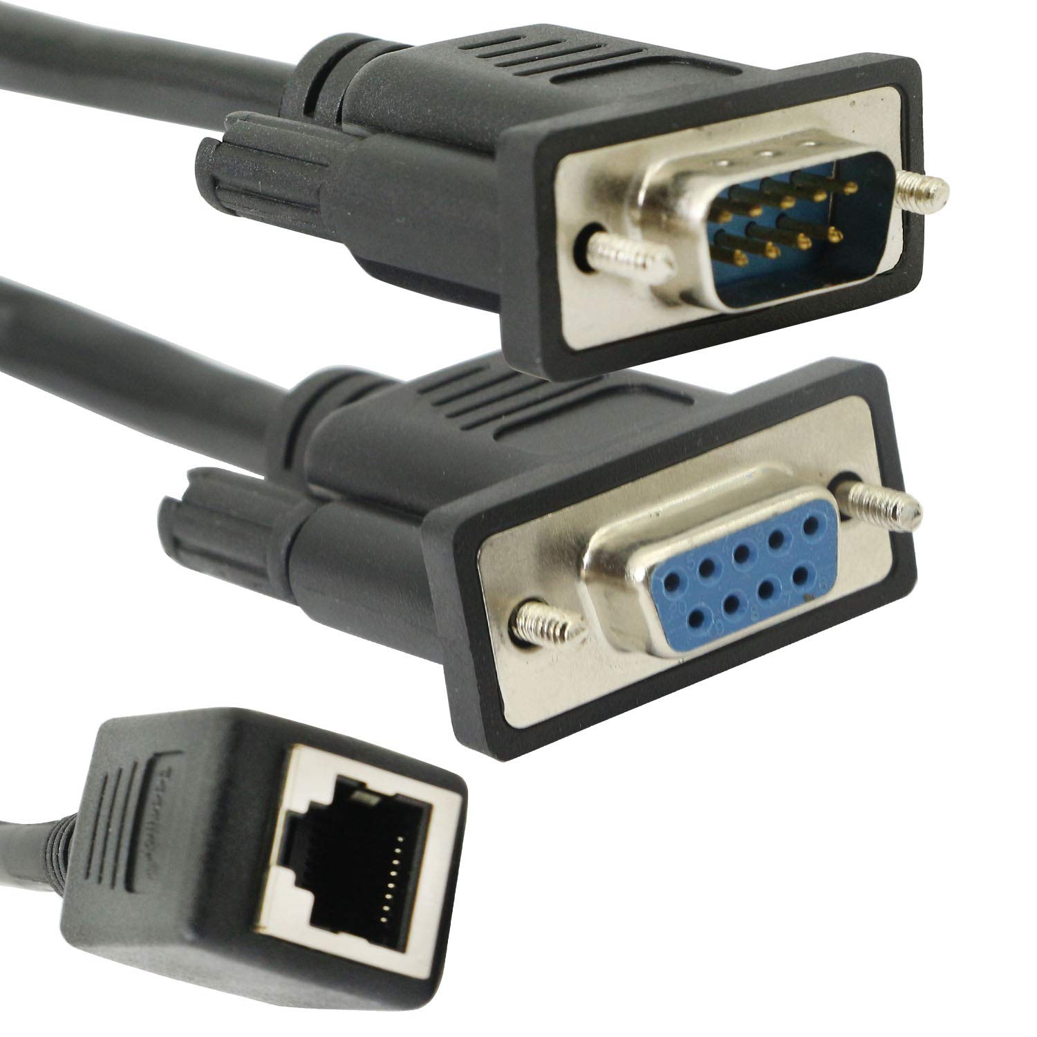 Xmsjsiy Db9 Rs232 To Rj45 Extender, Db9 9 Pin Serial Port Female&Male To Rj45 Cat5 Cat6 Ethernet Lan Extend Adapter Cable 2Pcs (