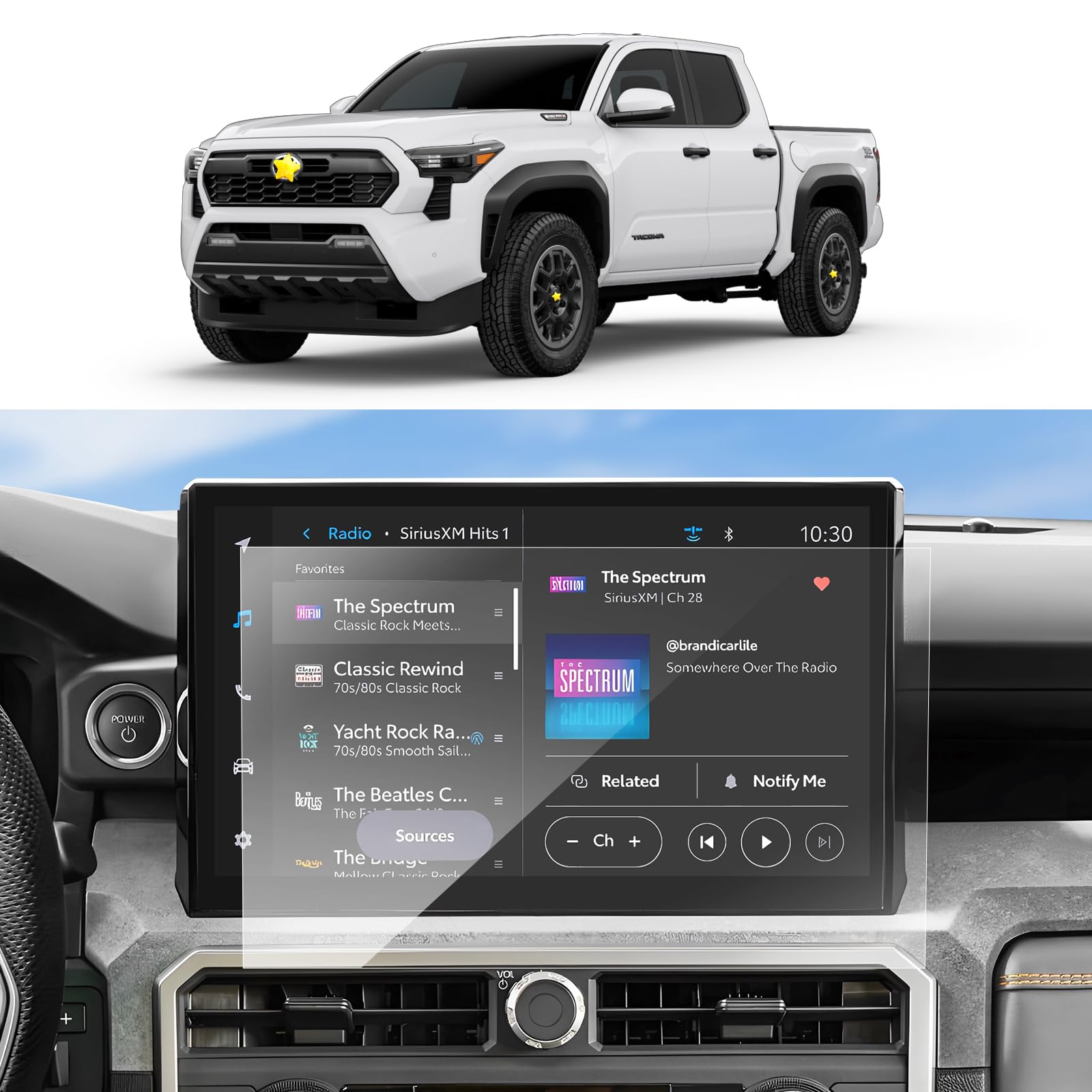 Sktu 2Pcs For 2024 2025 Toyota Tacoma Accessories Screen Protector For 2024 2025 Toyota Tacoma Limited/Trailhunter/Trd Pro 14 Inch Multimedia Touchscreen 2024 2025 Tacoma High Clarity Anti Scratch