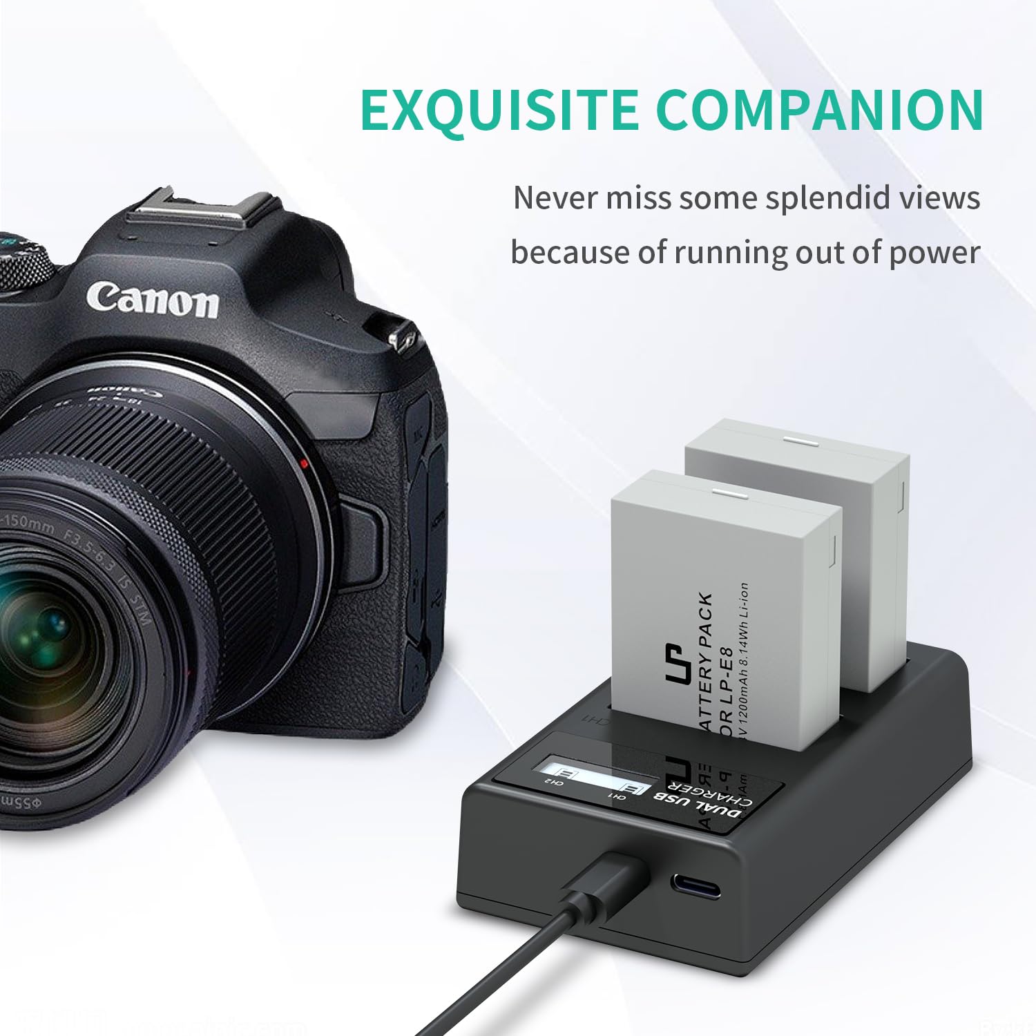 Lp Lp E8 Battery Charger, Lcd Display & Dual Slot Charger Compatible With Canon Rebel T2I T3I T4I T5I 600D 550D 650D 700D Kiss X