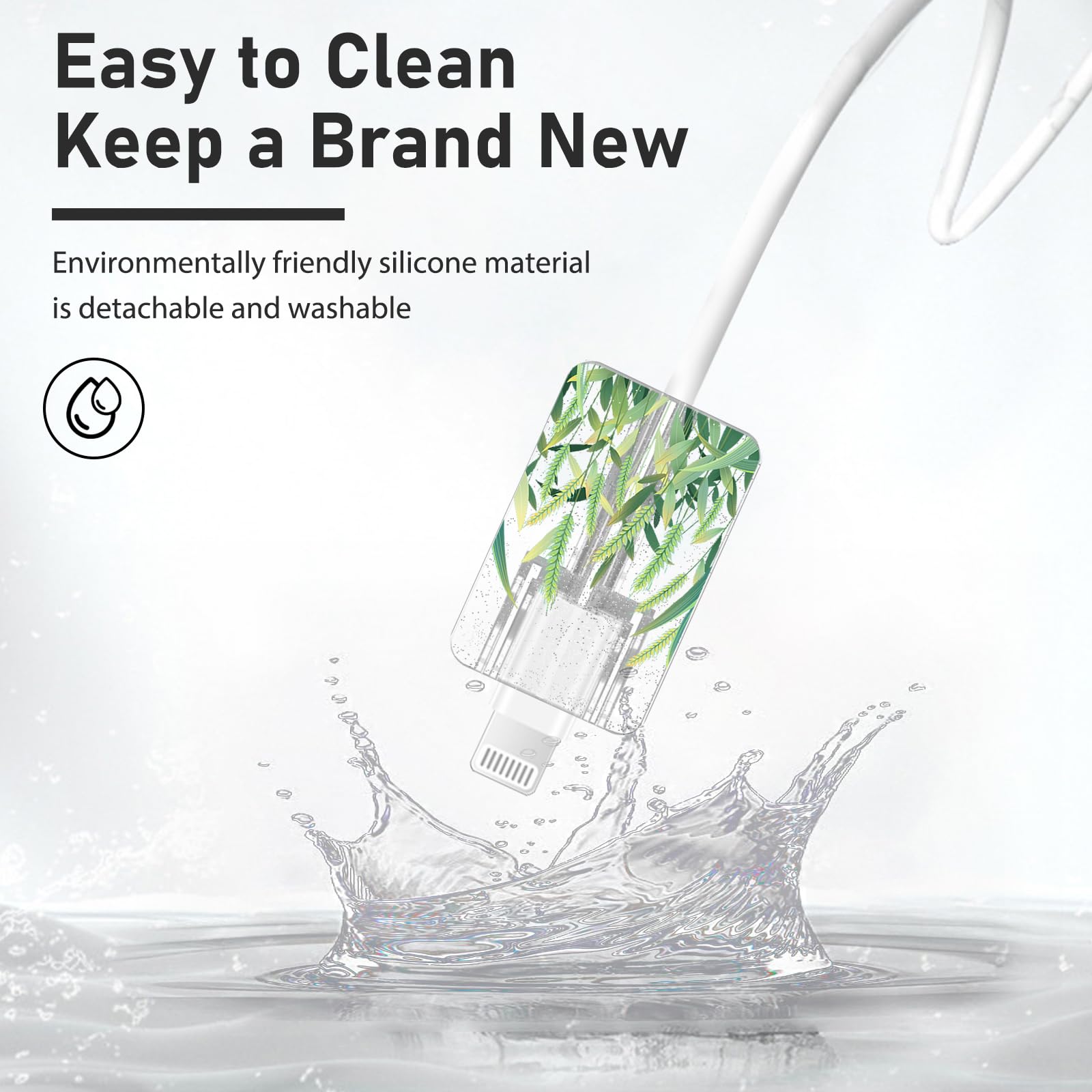 Glitter Bling Cable Protector For Iphone Type C Charger,Sparkle Green Grass Pattern 4 Pcs Set Cable Phone Protector For Women Gi