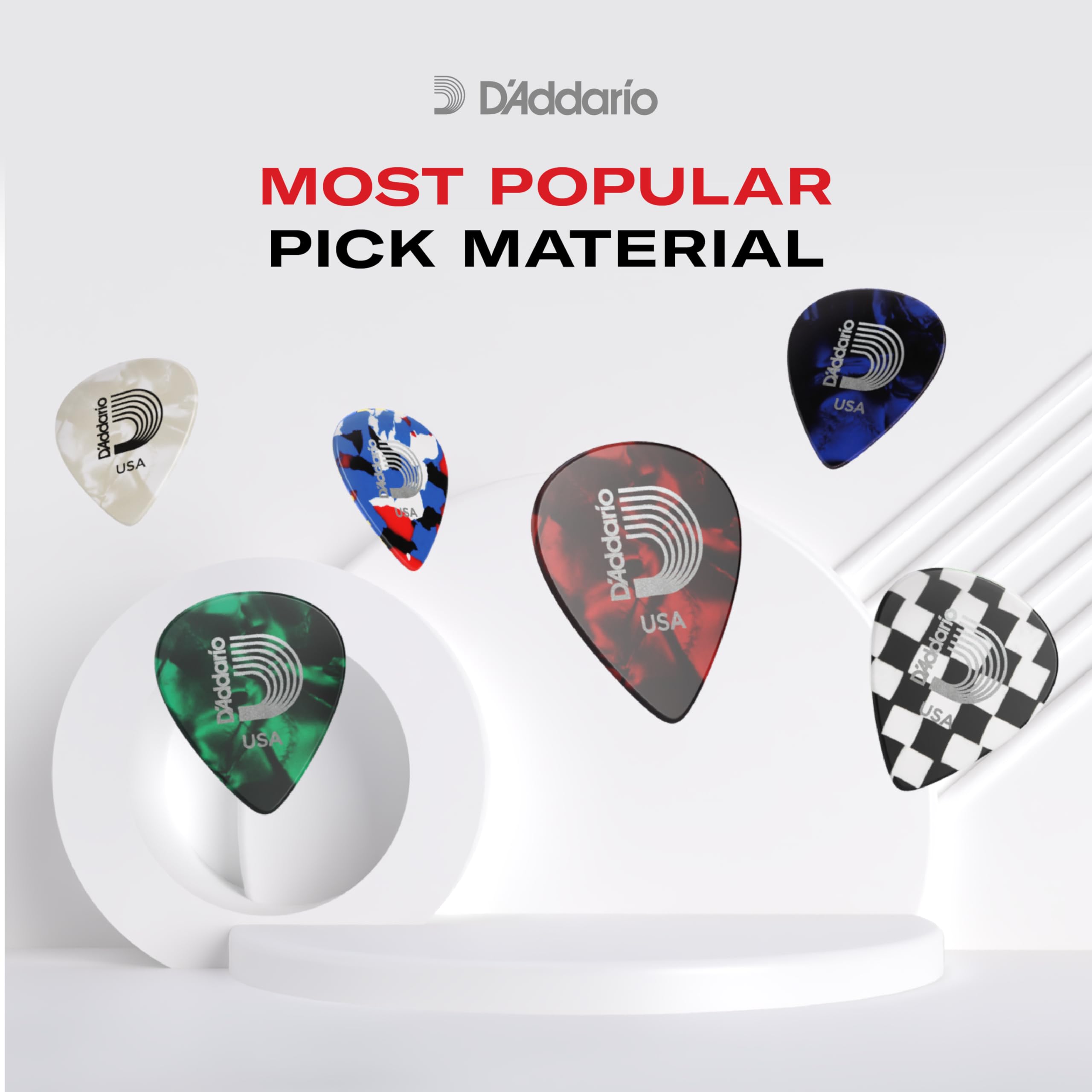 D'Addario Camouflage Celluloid Guitar Picks, 25 Pack, Medium