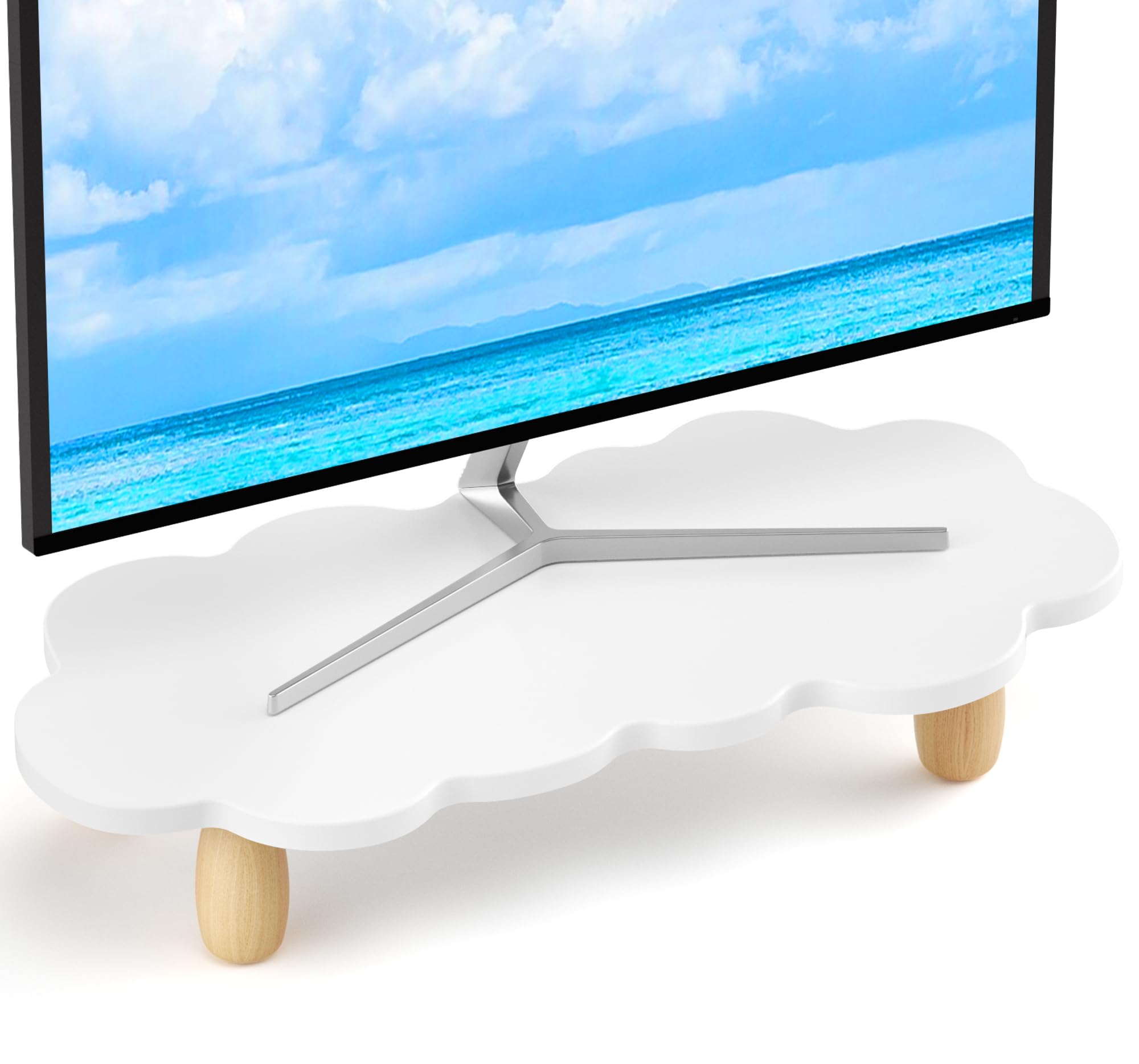 Afooyo Monitor Stand Riser,Sheep Shape Sturdy Wood Computer Monitor Stand, Monitor Stand Riser, Multi Purpose Desktop Organizer