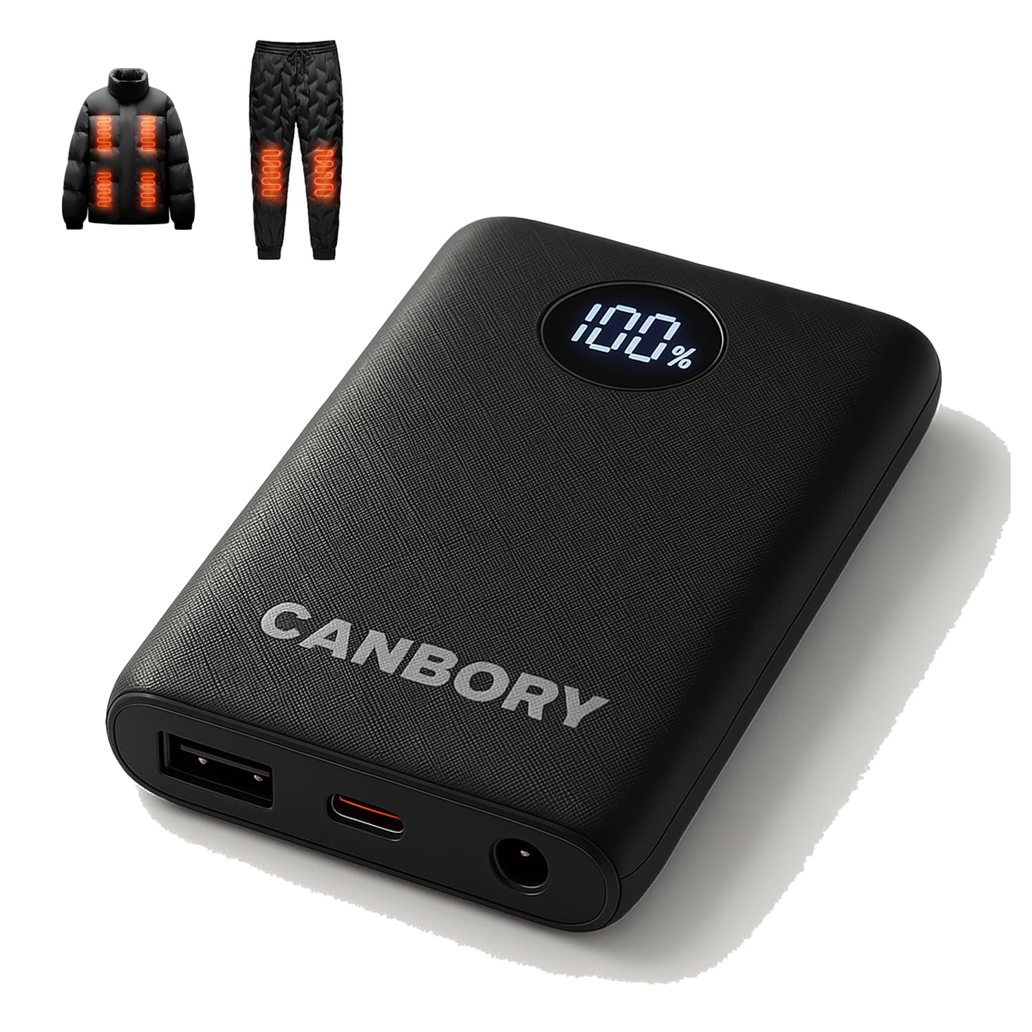 Canbory 5V/7.4V 10000Mah Battery Pack For Heated Vest Compatible With Multi Dc Port, Ultra-Light And Ultra-Slim Portable 5V/7.4V
