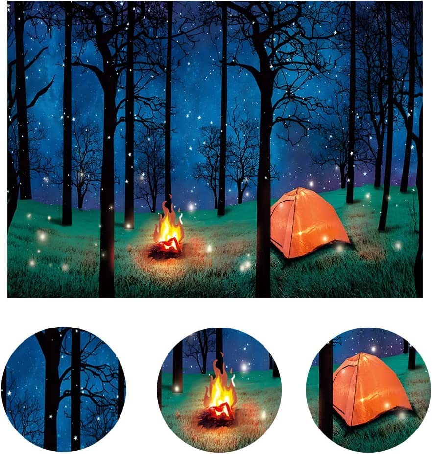 Lywygg 7X5Ft Camping Backdrop Forest Scene Camping Photography Background Camping Photo Backdrop Camping Theme Party Decoration