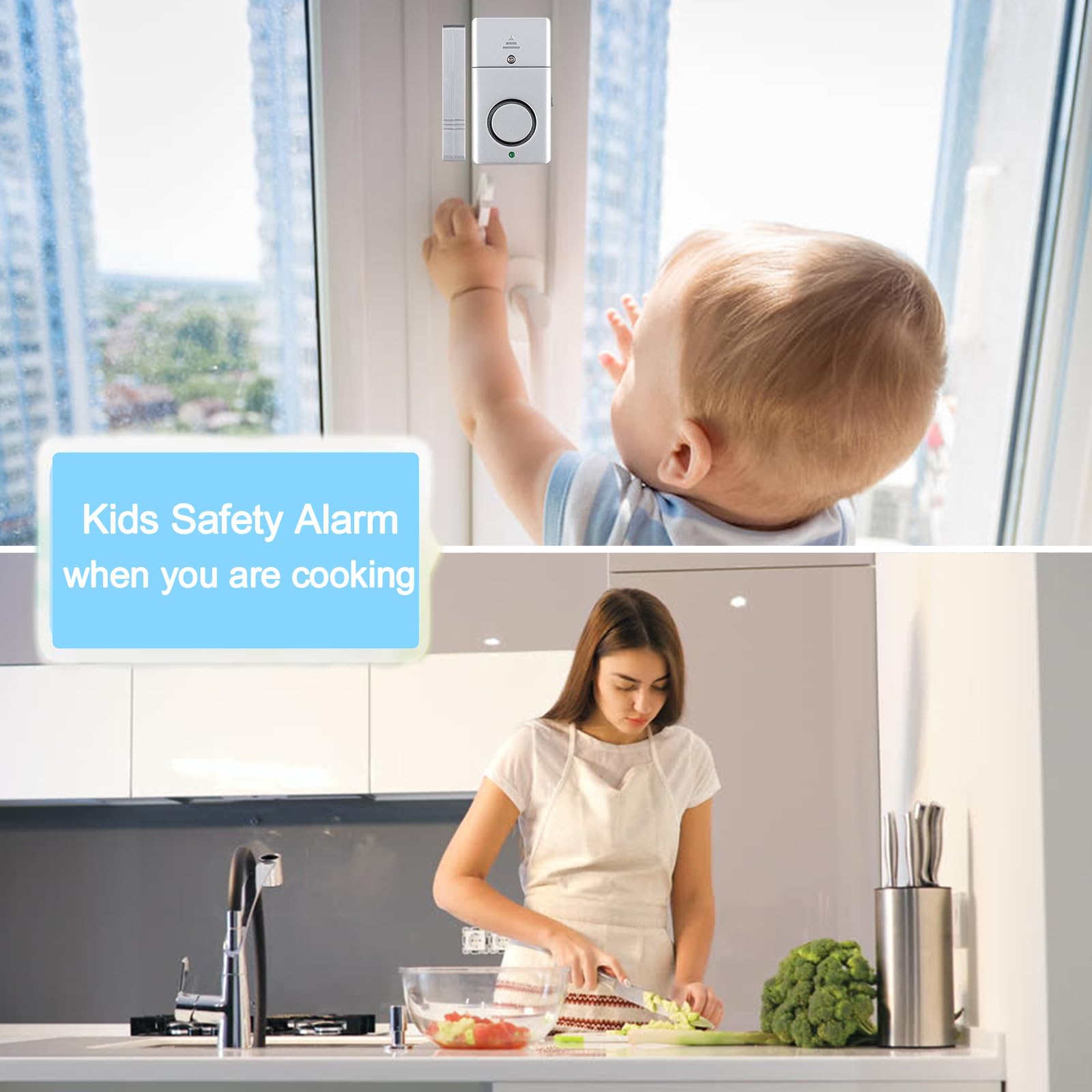 Rinetiy Window Alarm Sensor 12 Pack, 120 DB Door Alarms for Home Security, Kids Safety, Model WW9pack, Size 3*1.5*0.63