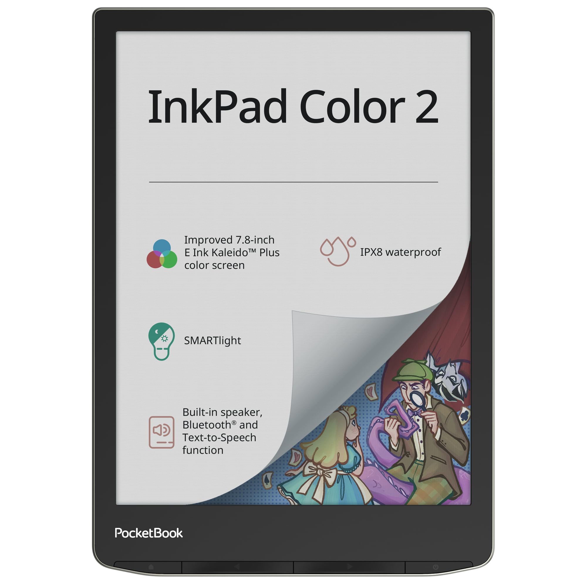 Pocketbook Inkpad Color 2 E Book Reader | Enhanced 7.8'' Color E Paper E Ink Screen | Eye Friendly E Reader For Comics | Smartli