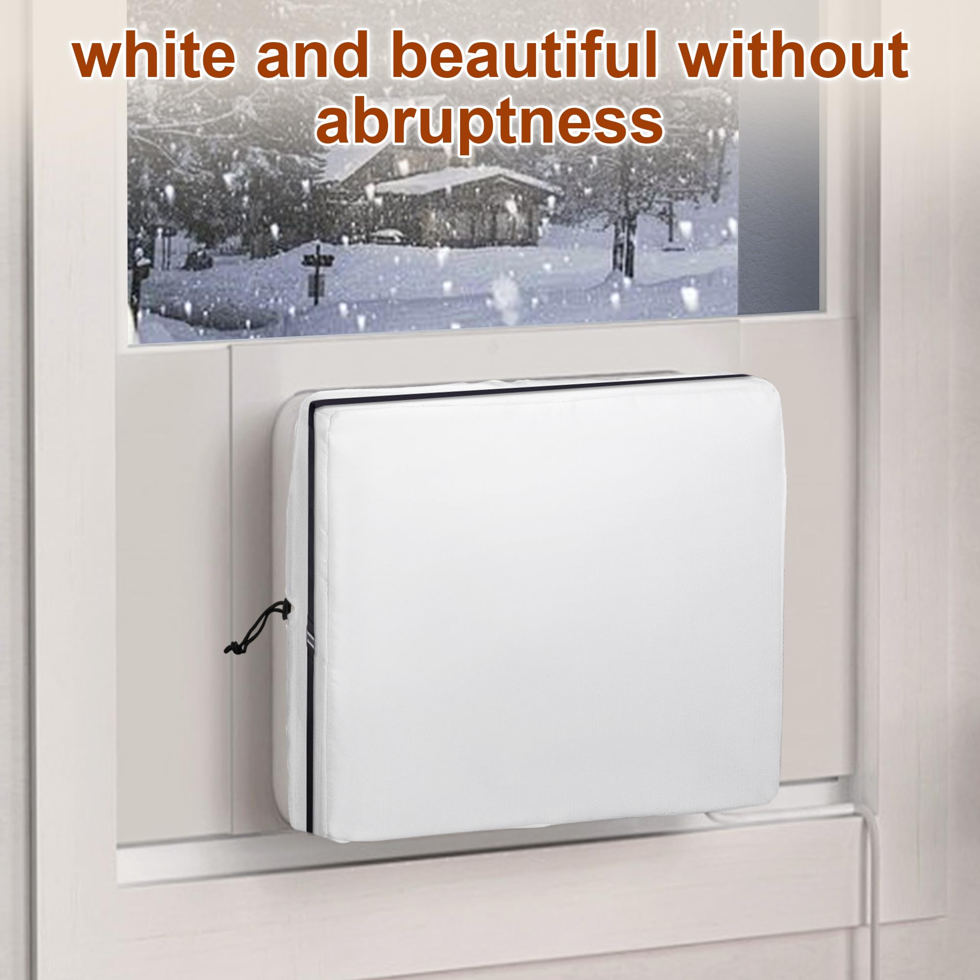 Nkiy Quen 2 Pack 3 Layers Indoor Window Air Conditioner Covers-20.5X15.7X4.4 White Inside Ac Unit Covers With Elastic Straps-Adj