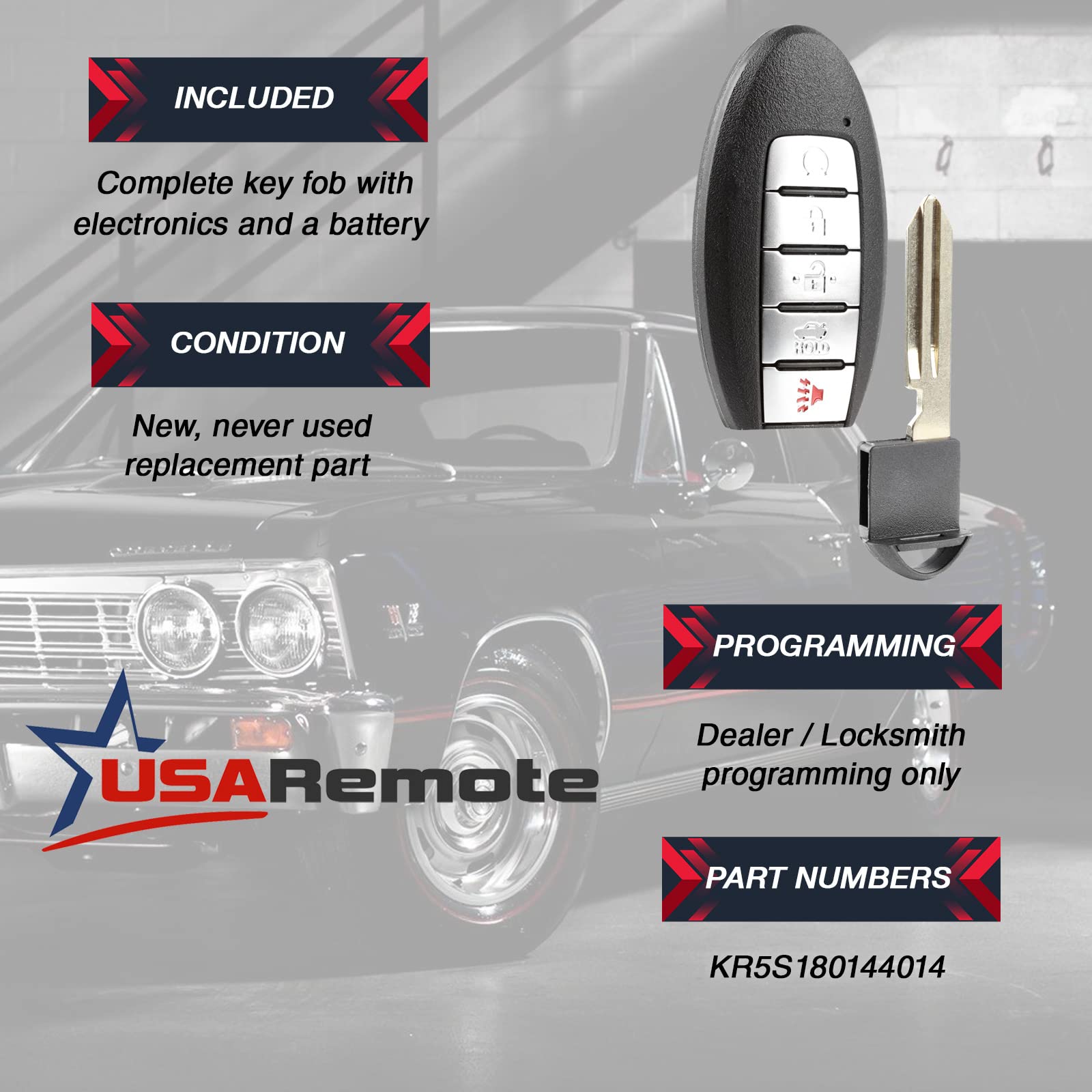 Fits Nissan Altima/Pathfinder / Jx35 / Qx60 Smart Key Fob Keyless Entry Remote 2013 2014 2015 2016 (Kr5S180144014)