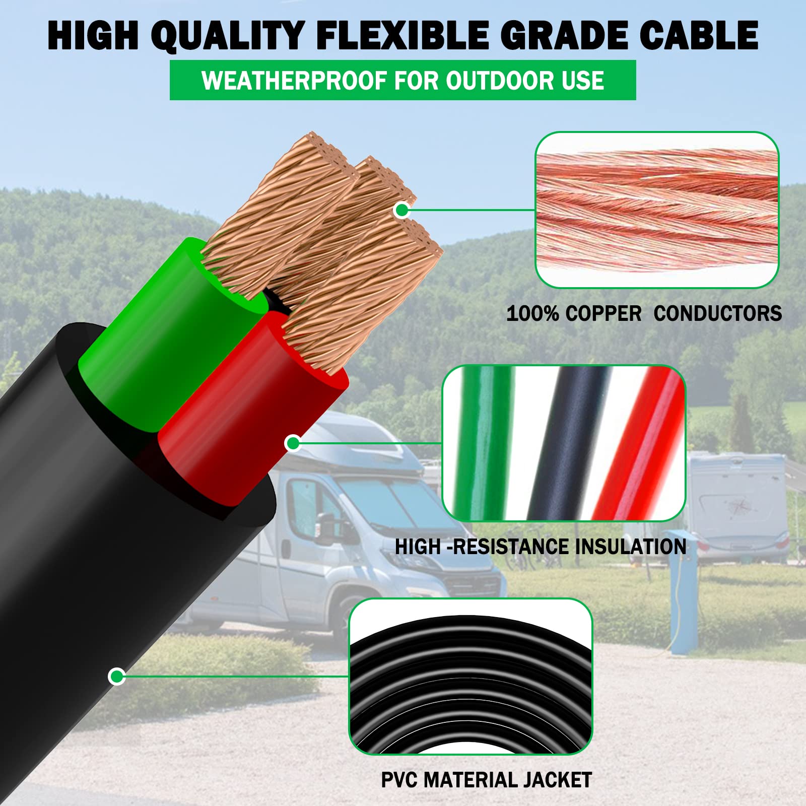 Gerguirry 3 Prong 25 Feet Dryer Extension Cord, 30 Amp Nema 10 30P To 10 30R Heavy Duty Cord, Use For Dryer Power Extension And