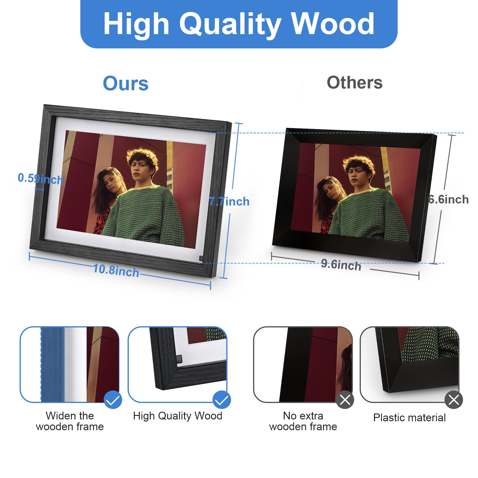 Digital Picture Frame 32G Wifi   10 Inch Digital Photo Frame With Motion Sensor. Free App Share Photos And Videos With Touch Scr