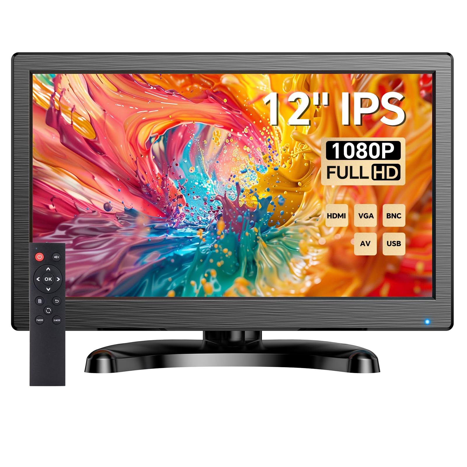 Eyoyo CCTV Monitor 12 Inch Small Computer Monitor 1920x1080P Mini LED Monitor Display with HDMI VGA AV BNC USB Ports IPS Screen 