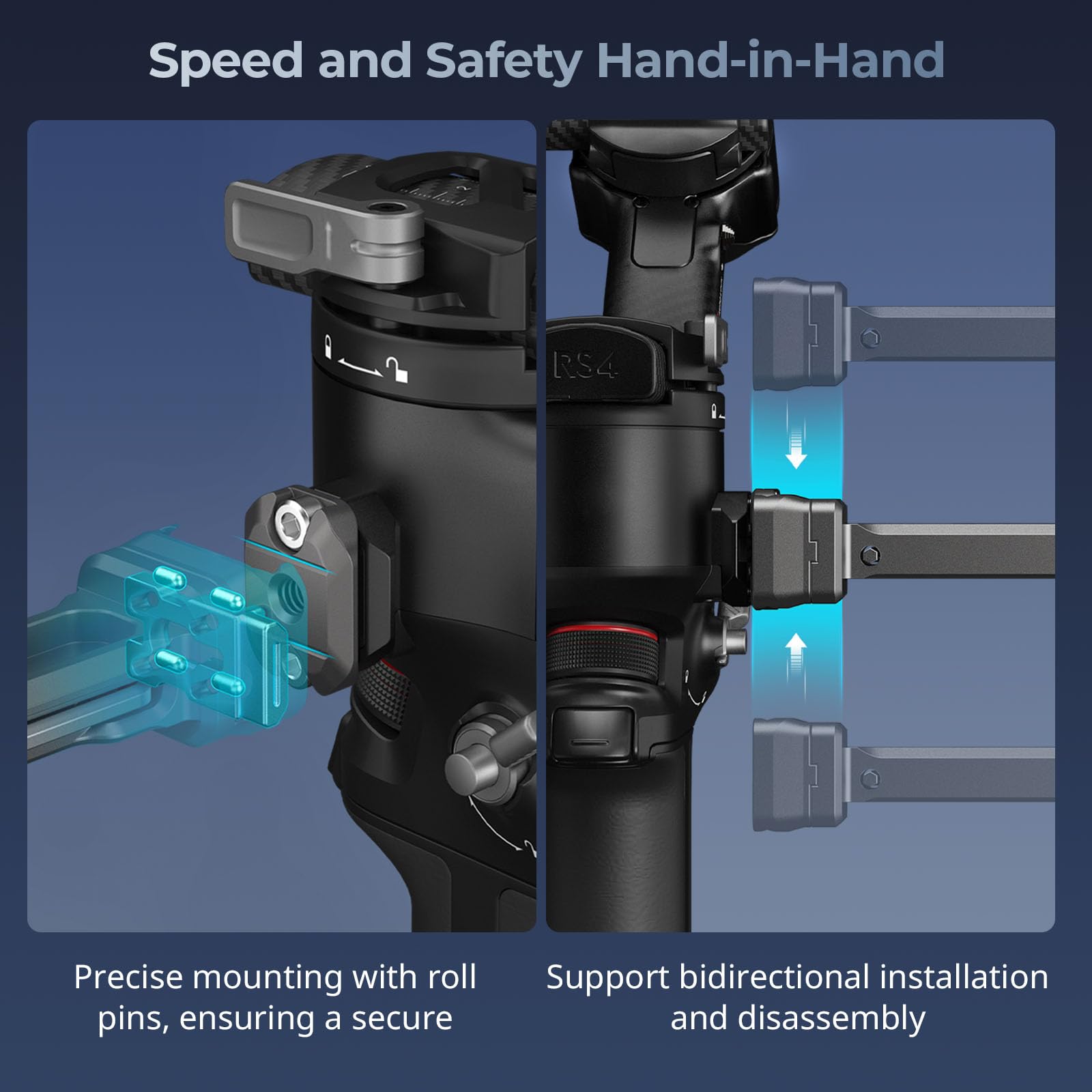 Smallrig Hawklock Quick Release Adjustable Camera Monitor Mount, Nato Rail And Cold Shoe, Tilt 165 Adjustable, For Dji Rs 4 Mini