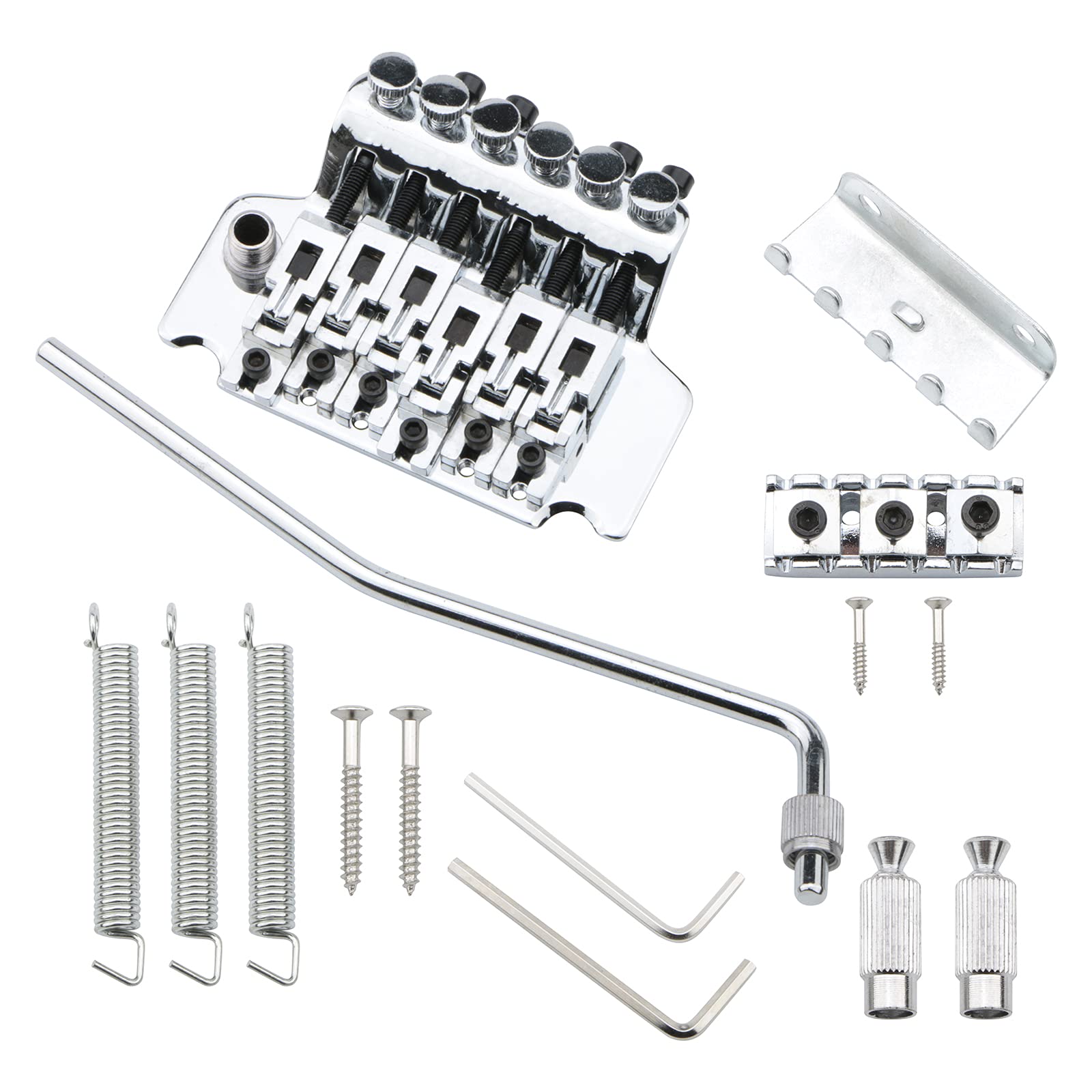 Chrome Electric Guitar Tremolo Bridge With Bar Double Strat Locking For Floyd Rose Type