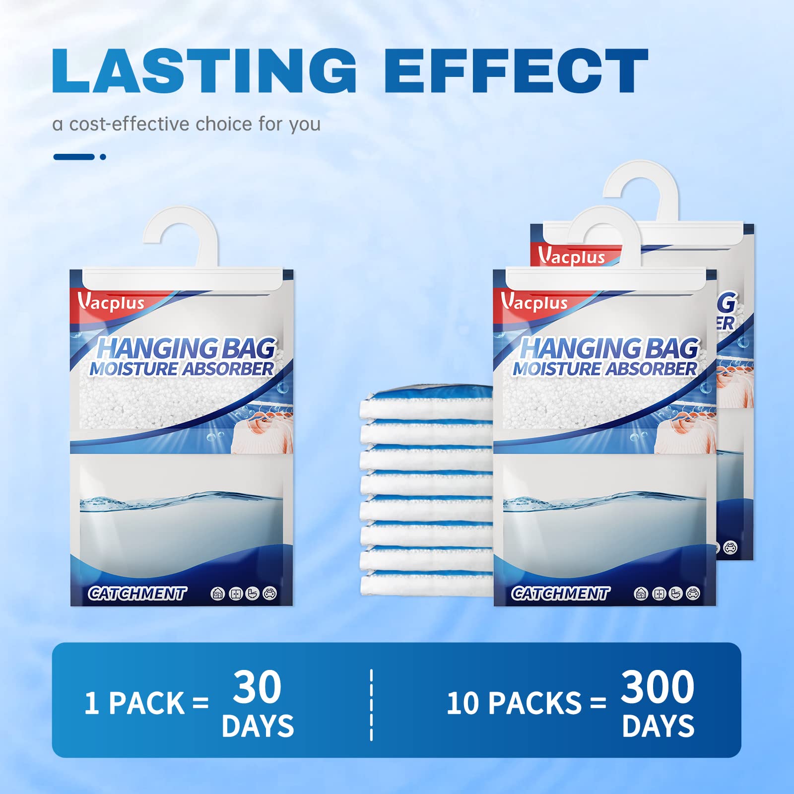 Vacplus   Moisture Absorber, 10 Pack Portable   Dehumidifiers For Closet   And Enclosed Space, 14 Oz   Dehumidifier Bags   Effec