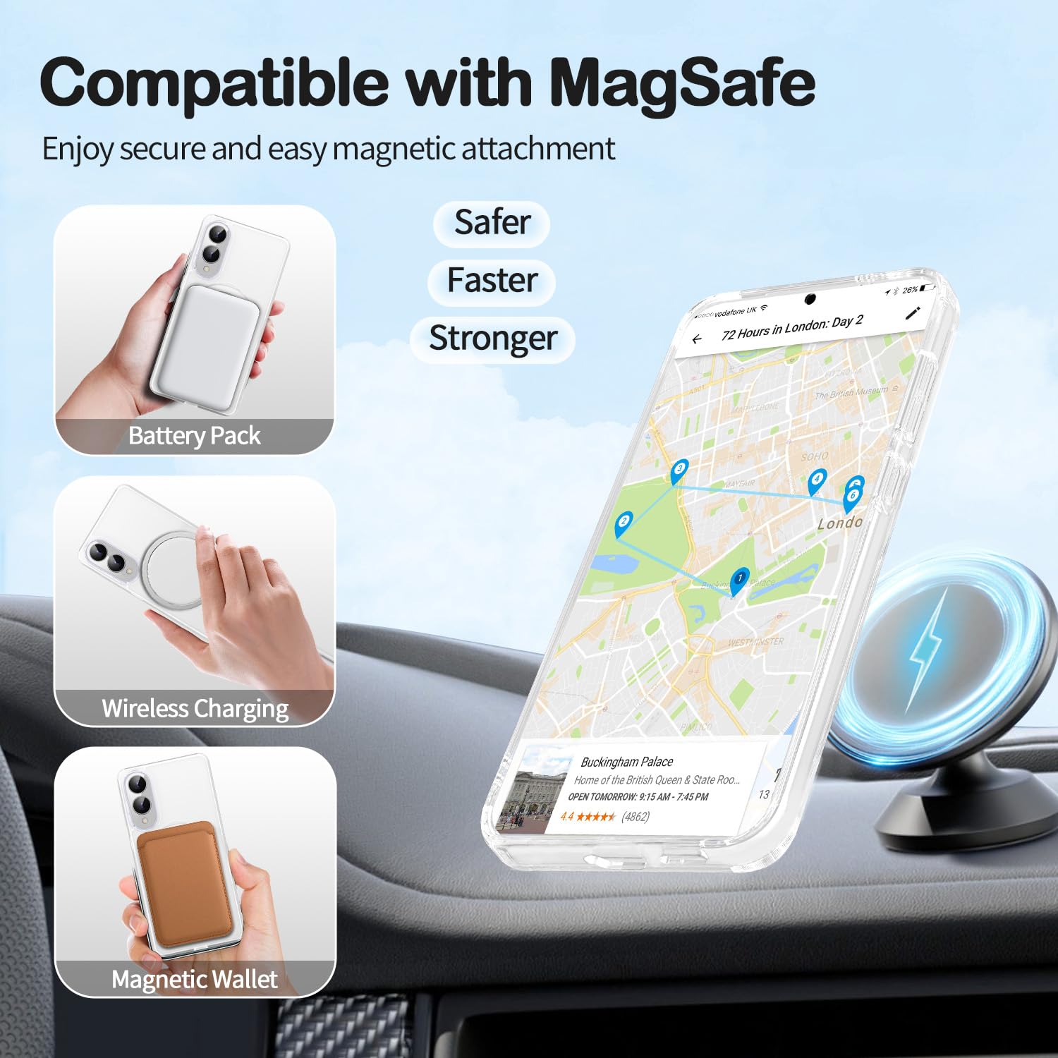 3-In-1 [360 Spin Stand+Magnetic+Ring Holder] Case For Samsung Galaxy S25 Edge Fit For Magsafe, Military Grade Protective, Transl