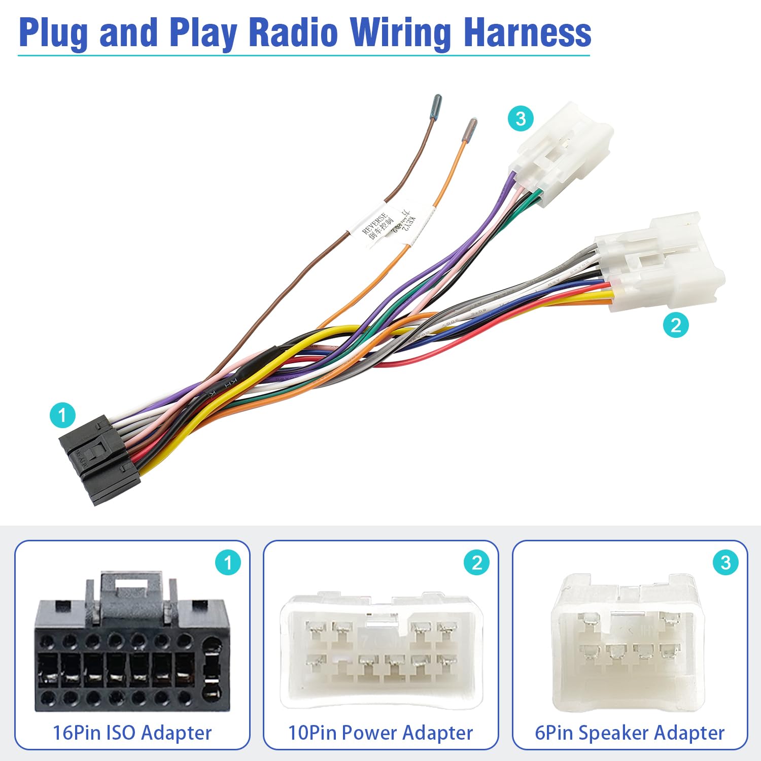 Jayubien 16Pin Iso Android Radio Stereo Wiring Harness With Butt Connector Reverse Swc Cable Replacement For Select Toyota And S