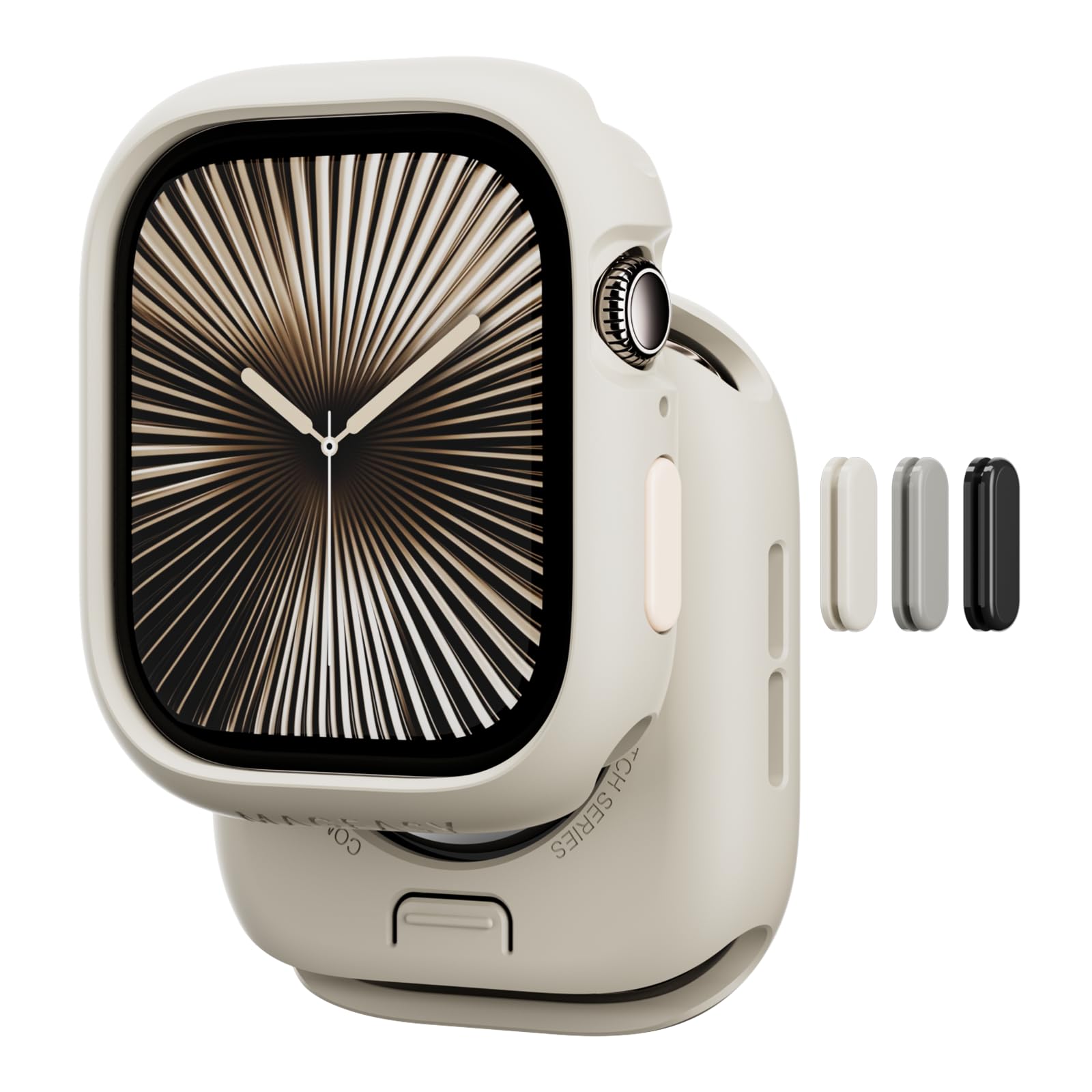 MAGEASY Designed for Apple Watch Series 11 Case 42mm | Shockproof Silicone Bumper with Customizable Buttons, Military Grade Dura