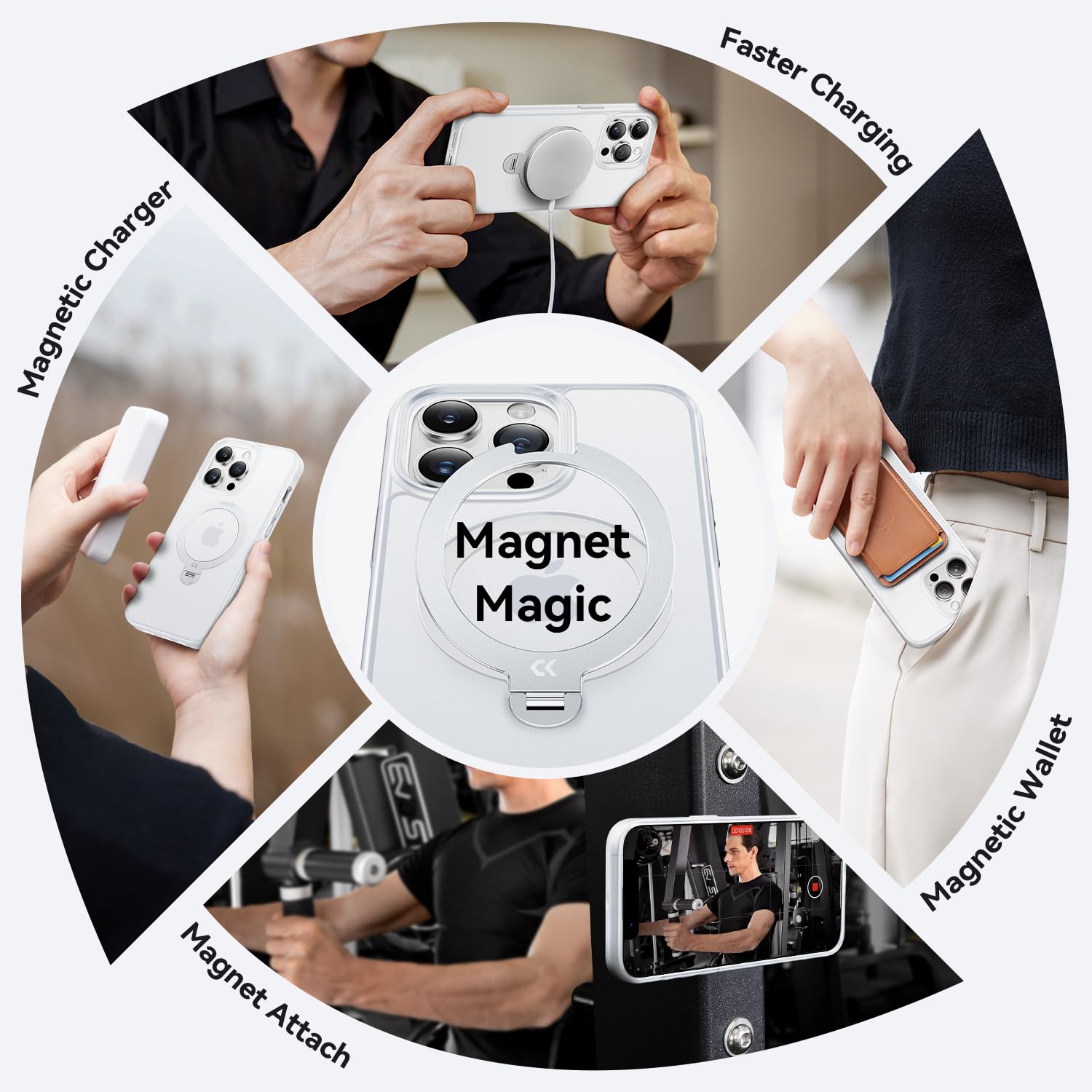 Casekoo Patented 360 Spin Magnetic Stand For Iphone 13 Pro Max Case [Military Drop Protection] [Compatible With Magsafe] Matte S