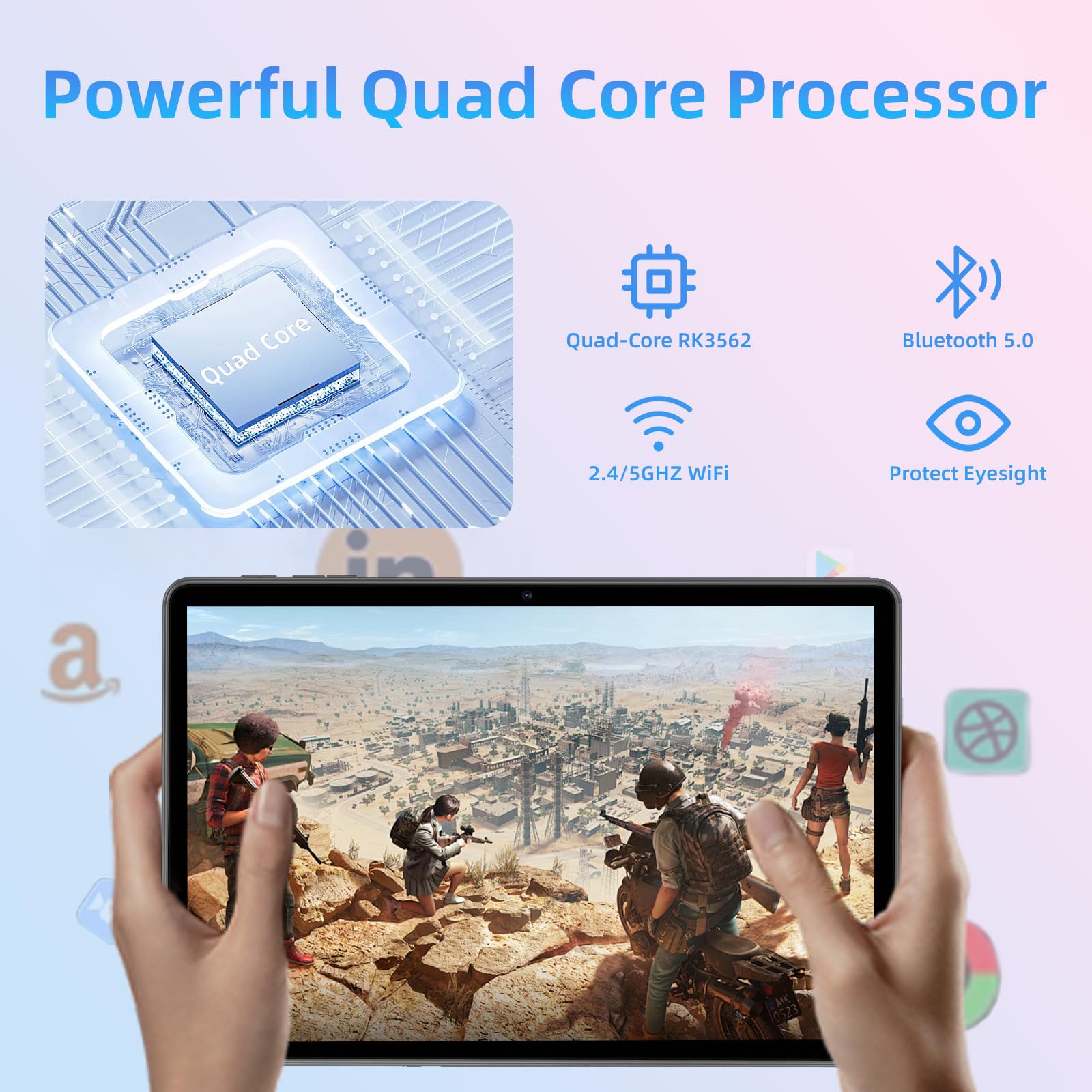 Tablet 10.1 Inch, Android 14 Tablets 9(3+6) Gb Ram 64Gb Rom 1Tb Expand, 1280X800 Ips Hd Touchscreen,6000Mah Battery, Bluetooth,