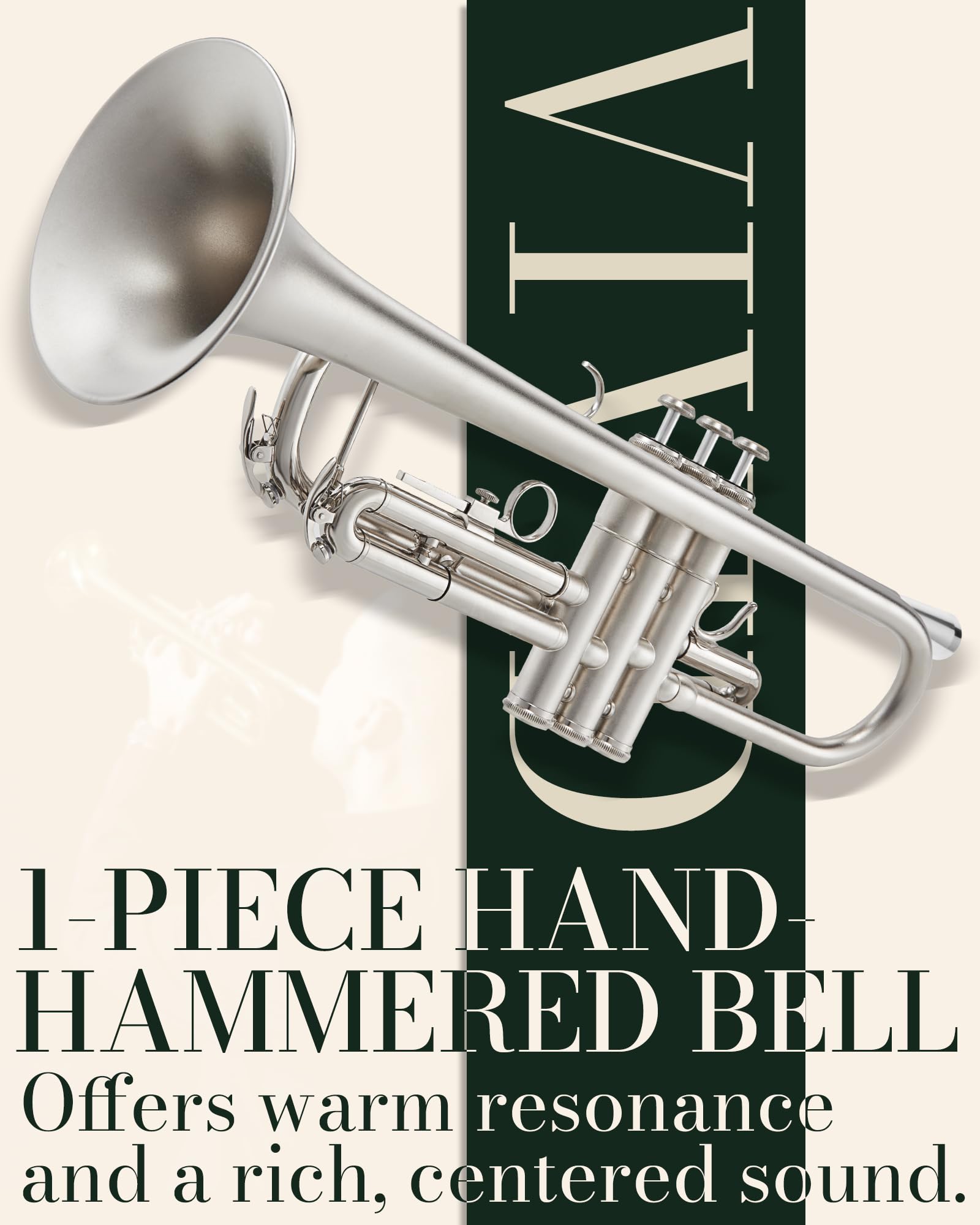 Aklot Weighted Leadpipe Bb Trumpet: Electroplated Nickel Pistons, Brushed Matte Silver, Leather Finger Guard, Weighted And Stand