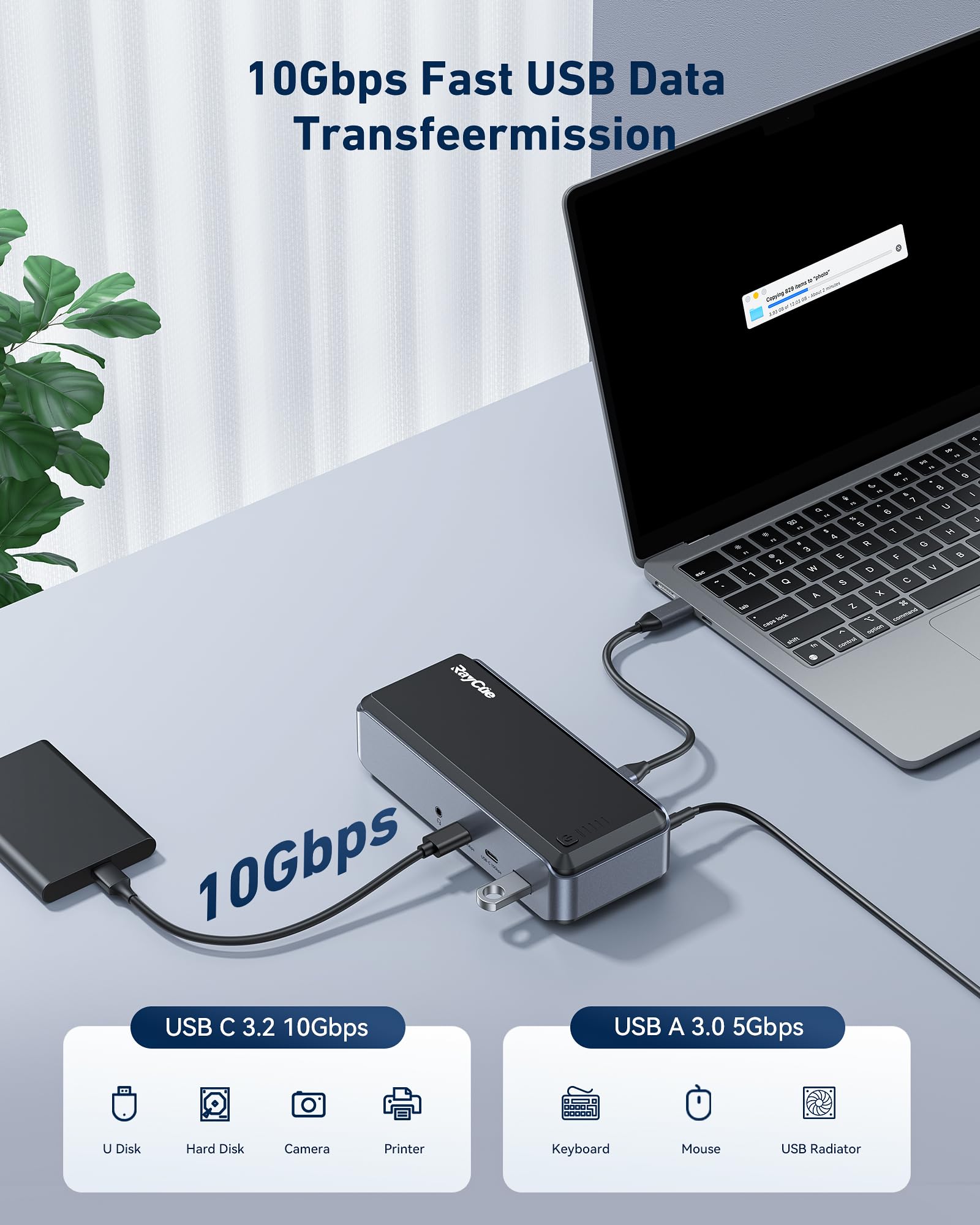 Usb C Docking Station Triple Monitor, Raycue 15 In1 Macbook Pro Docking Station With Power Adapter For Macbook M1/M2/M3/Windows,