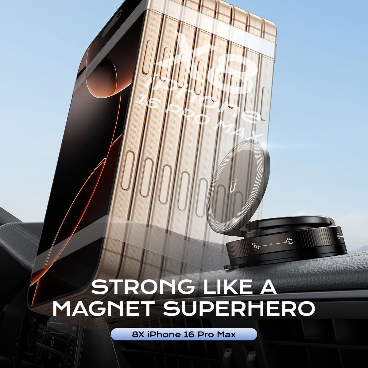 Vacuum Suction Car Phone Holder, 360Rotation Adjustable Magnetic Cellphone Mount Foldable Car Phone Stand Strong Suction Cup Pho