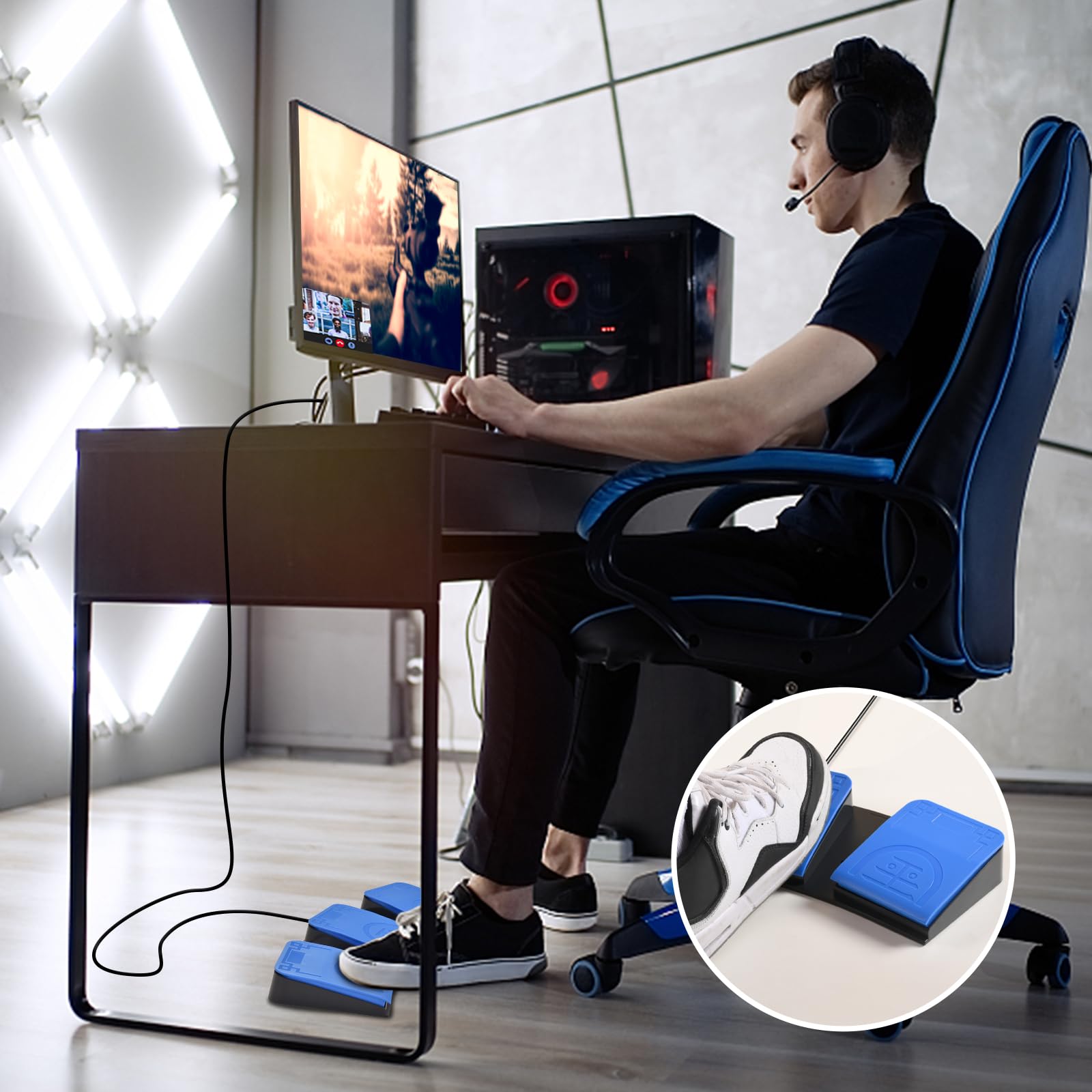 Ikkegol 2023 Upgraded Usb Foot Pedal Switch Pc Triple Footswitch   Hands Free Control Customized Programmable Keyboard Mouse Hot