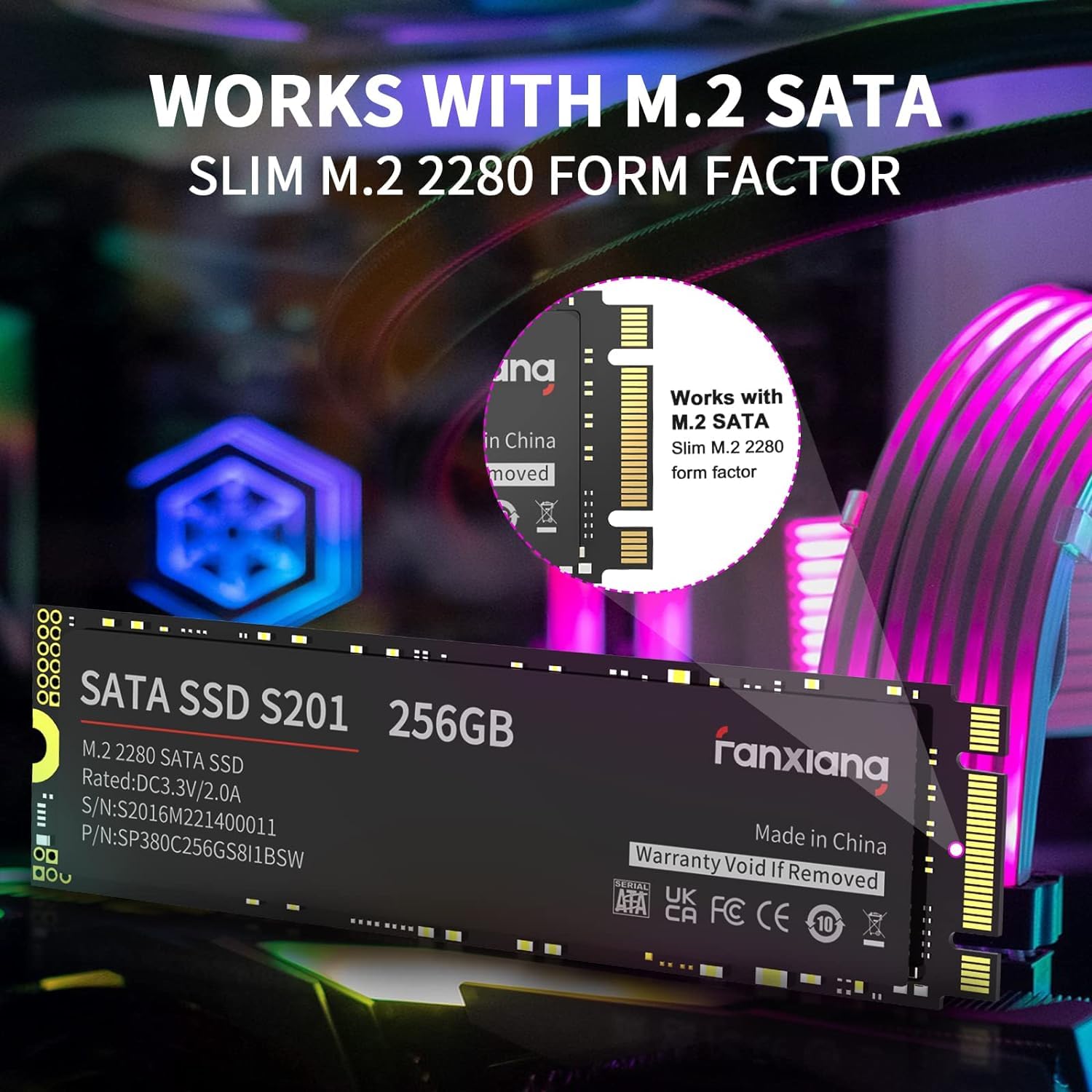 S201 1Tb Ssd, M.2 2280 Sata Iii 6Gb/S Internal Solid State Drive, Slc Cache For Speed Boost, Read Speed Up To 550Mb/Sec, Compati