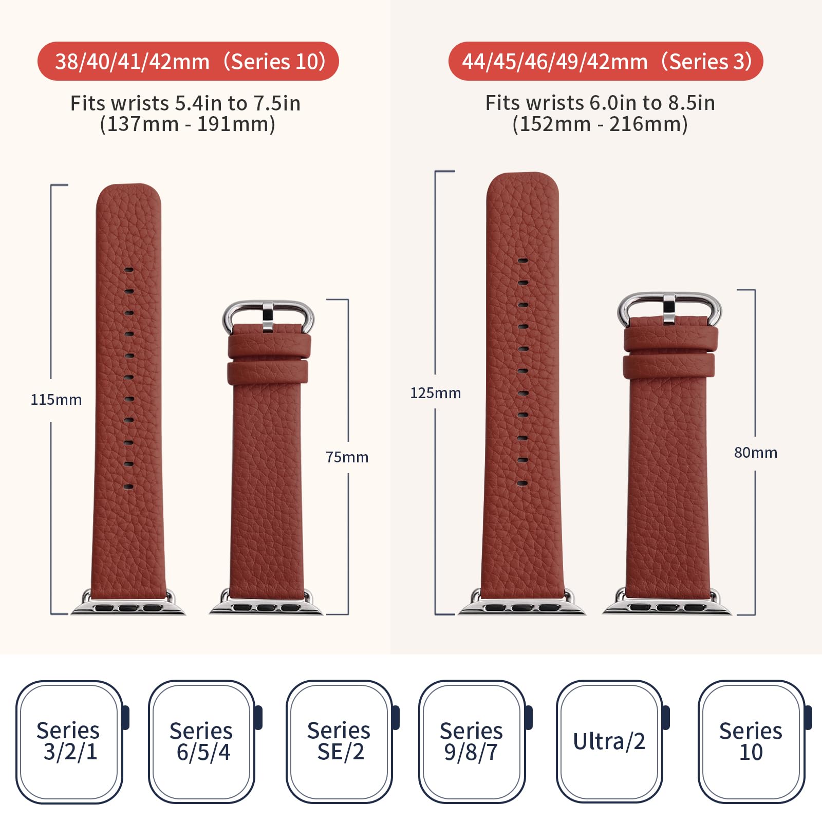 Fullmosa Watch Band Compatible With Leather Apple Watch Band 45Mm 44Mm 42Mm, Top Grain Iwatch Band For Series Ultra2/Ultra/9/8/7