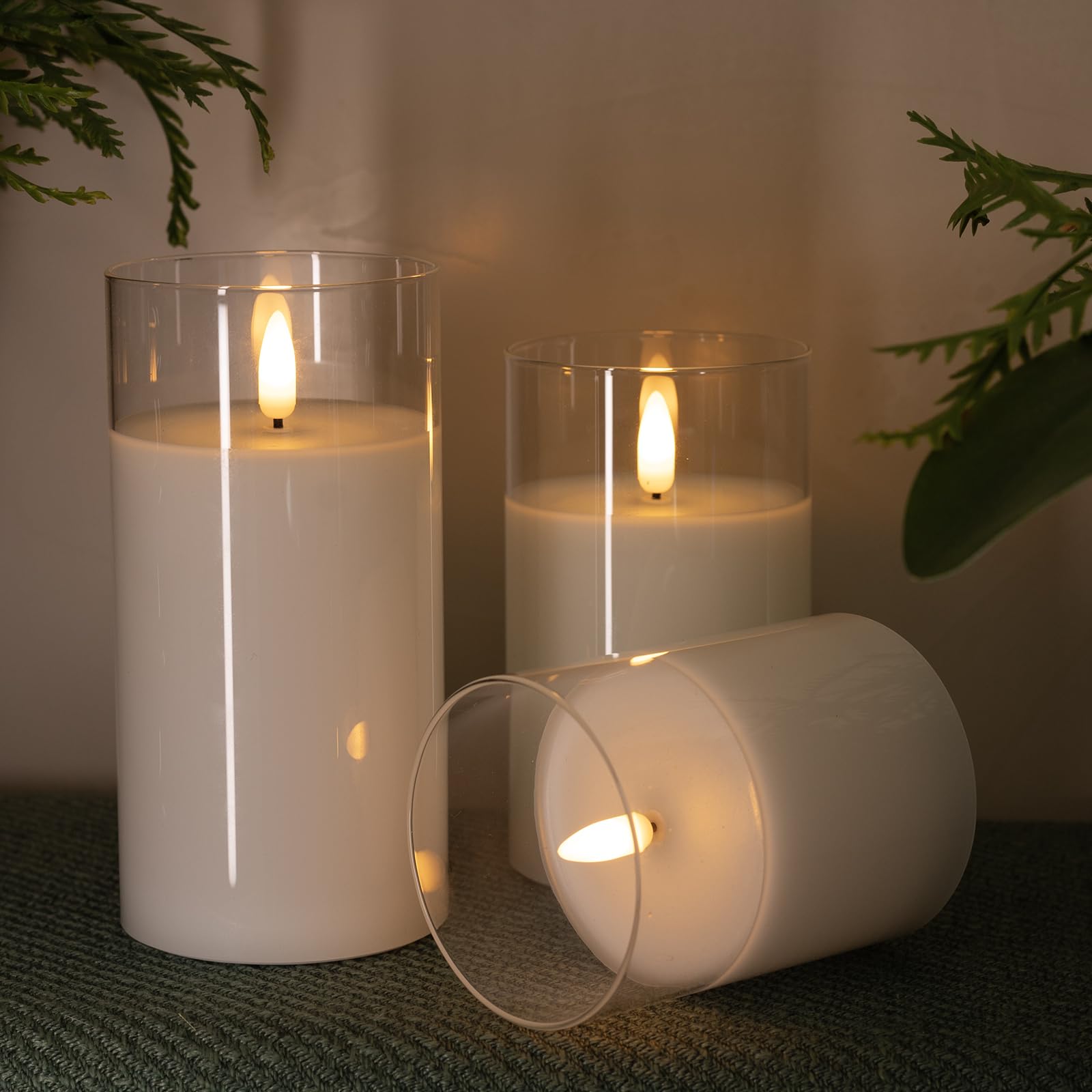 Hjandhj Color Changing Flameless Candle - Glass Flameless Candles With Timer, Battery Operated Candles With 18-Key Remote, Flick