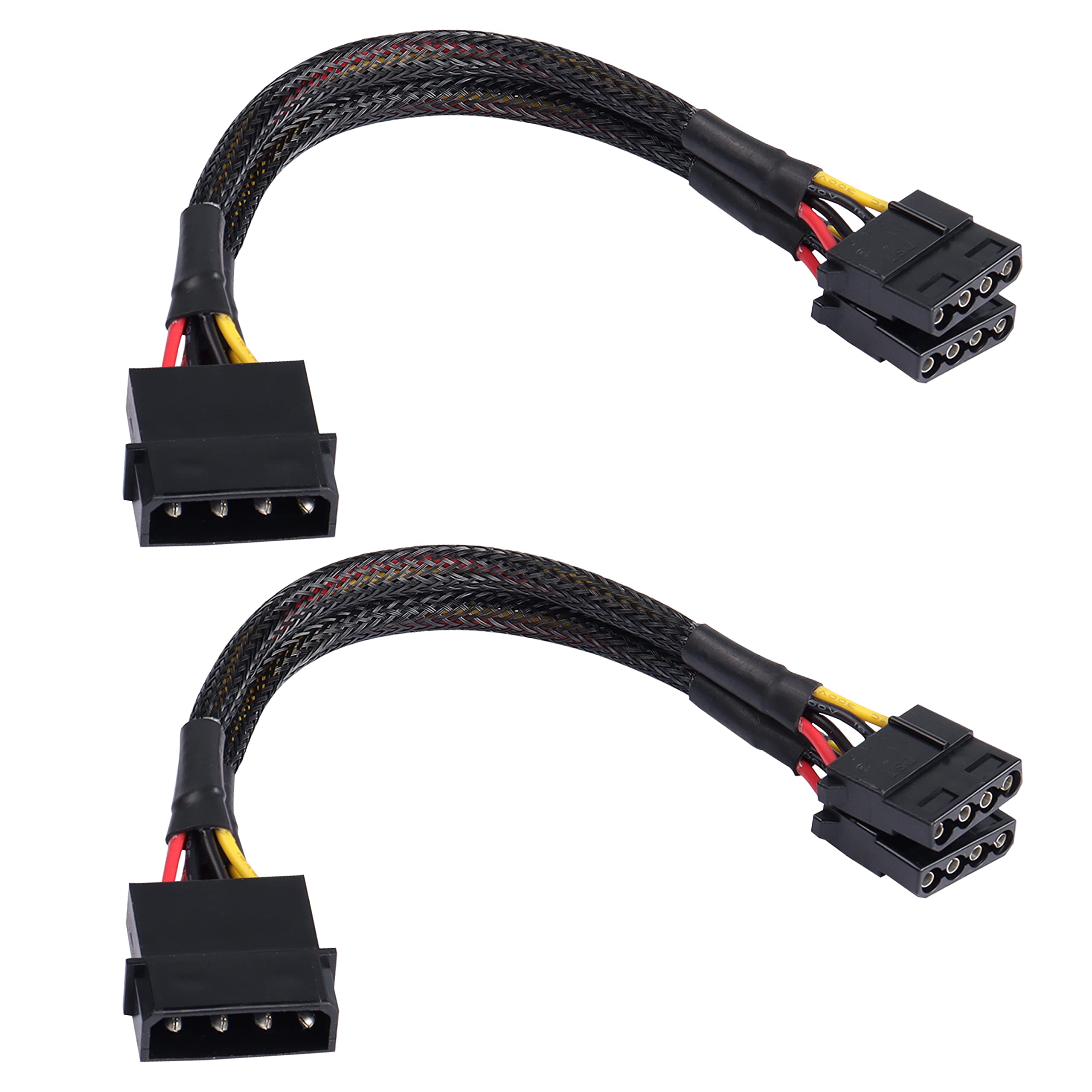 Xmsjsiy 4 Pin Ide Y Splitter Adapter Connecter Cable 4 Pin Ide Male To Dual Female Power Supply Extension Cable 23Cm/9Inch 2 Pcs