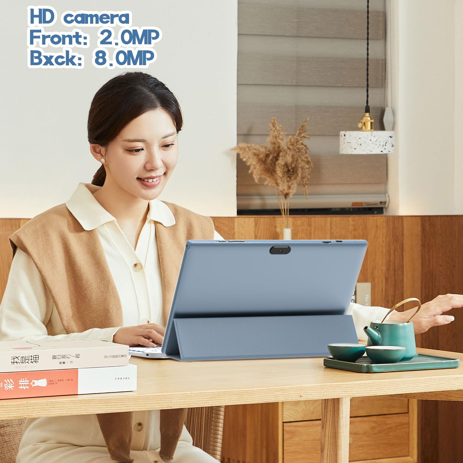 Tablet 2 In 1 Tablets 10 Inch Android 12 Tablet Set With Keyboard Case Mouse Stylus Film, 4Gb+64Gb Tablets 10.1'' Tab 1280*800 H