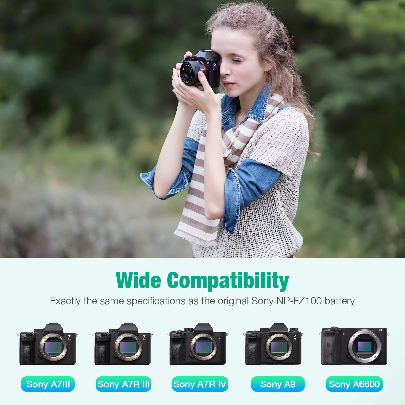 Firstpower Np Fz100 Battery 3 Pack And Triple Slot Charger For Sony Fx3, Fx30, A7 Iii, A7 Iv, A7R Iii, A9, A6600, A7R3, A7S Iii/