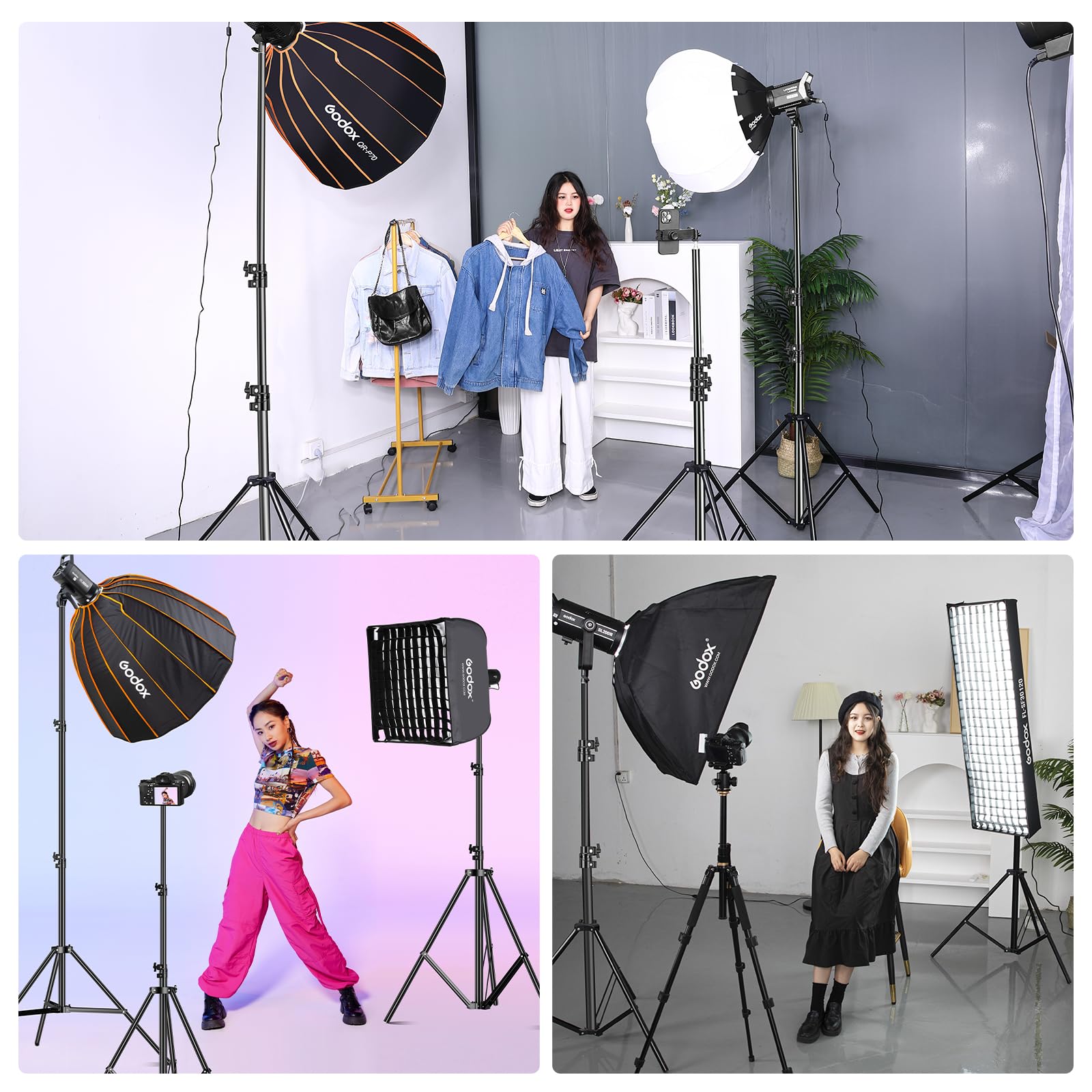 Heavy Duty Light Stand 9.8Ft /3M Photography Tripod Light Stand Metal Adjustable Spring Cushioned With Carry Bag 1/4    To 3/8