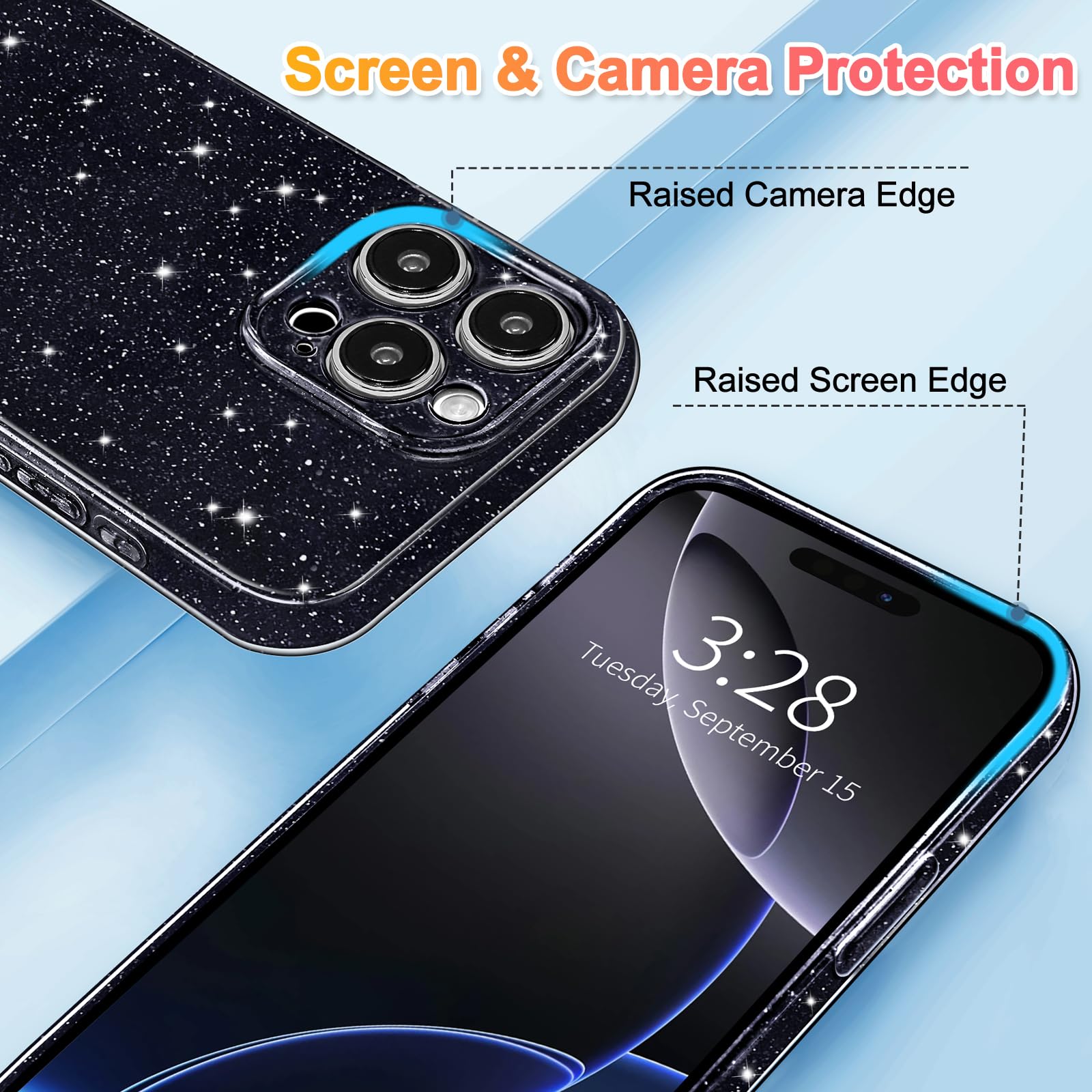 Hython Case For Iphone 16 Pro Max Case Glitter Cute Sparkly Shiny Bling Sparkle Phone Cases 6.9, Thin Slim Fit Soft Tpu Bumper S