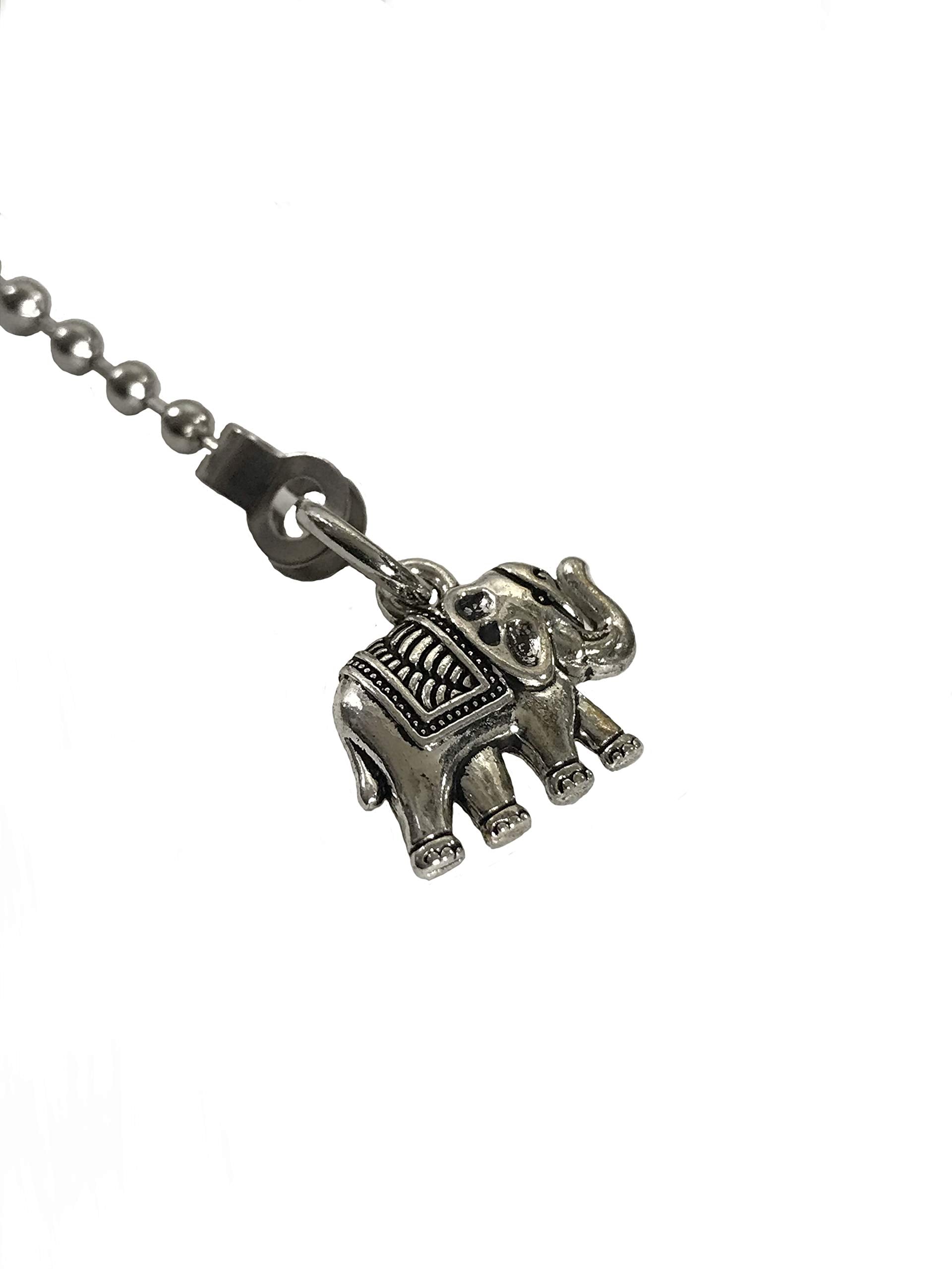 Circus Elephant Fan Light Pull Chain Replacement Set Silver Tone 3.2Mm