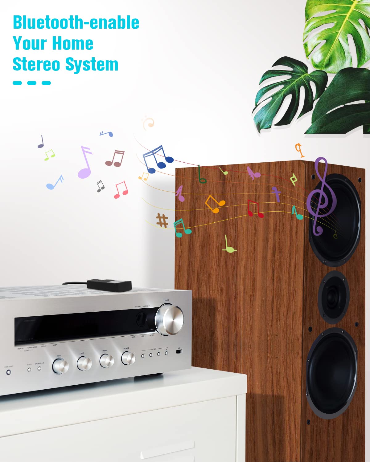 Golvery Upgraded Bluetooth 5.4 Receiver For Speaker, Wireless Audio Adapter For Home Audio Car Stereo With 3.5Mm Rca Jack, 20 Hours Playtime, Dual Connection To 2 Phones, Easy Control On/Off Slider