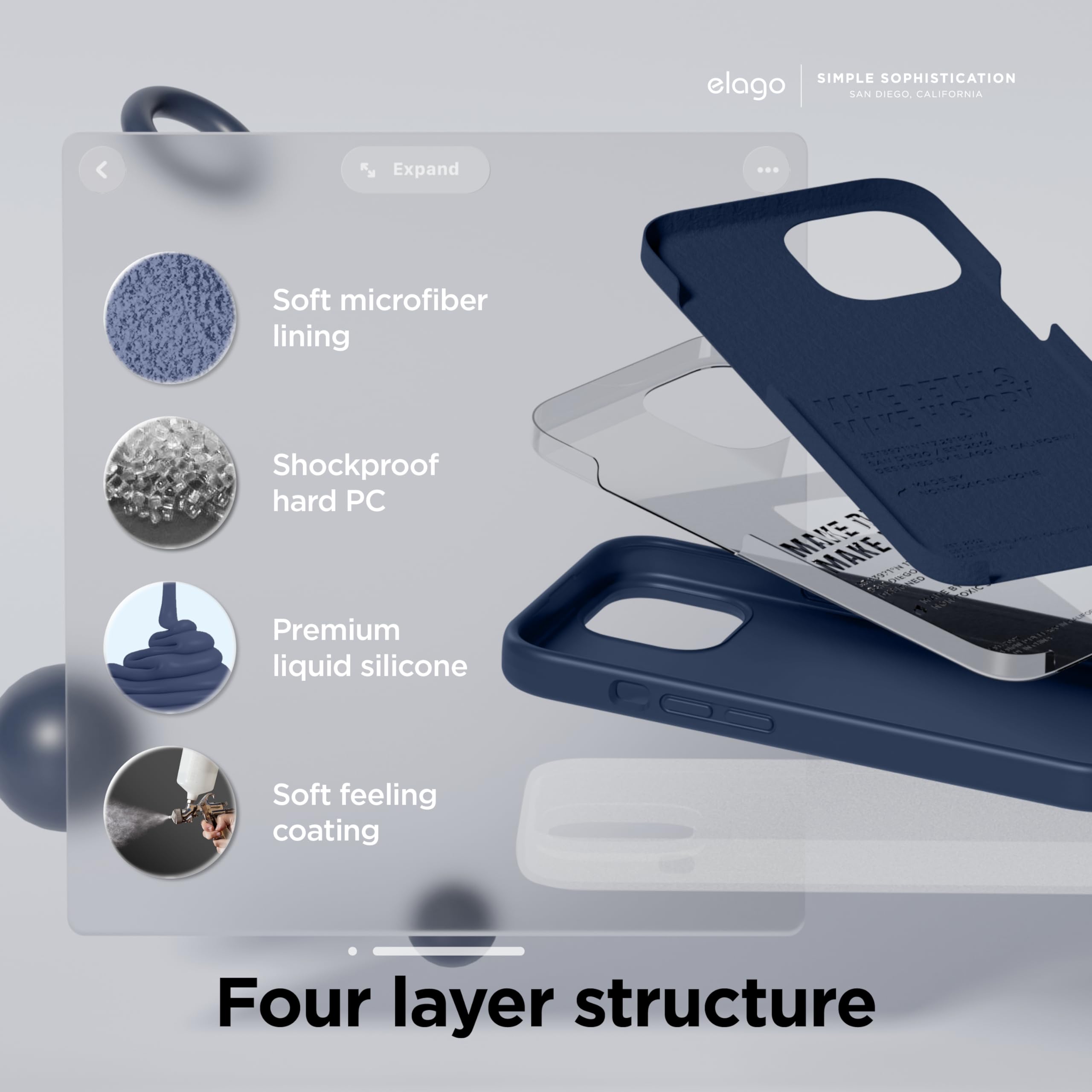 Elago Liquid Silicone Case Compatible With Iphone 15, Premium Silicone, Full Body Protection, Shockproof Structure With 4 Layers