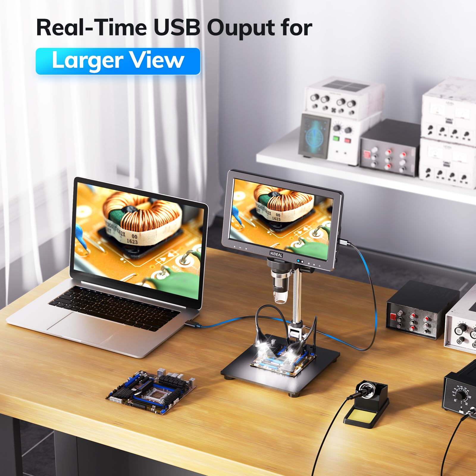 Hideal Hm10 10.1  Digital Microscope: 16Mp 1200X Hd Ips Coin Microscope Magnifier For Error Coins With Light, 1080P Lcd Solderin