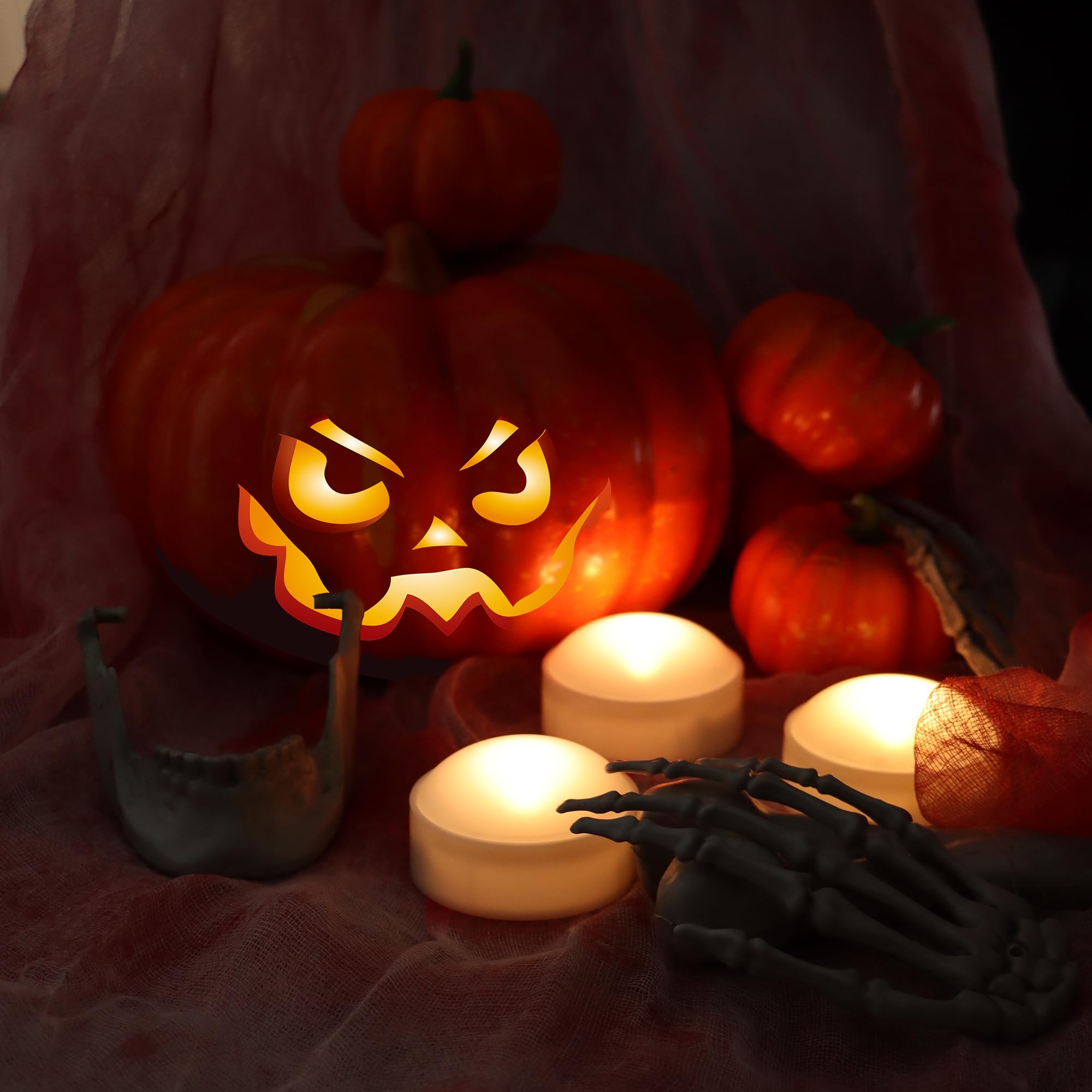 Izan 3 Pack Battery Operated Led Lights With Remote And Timer, Bright Flickering Flameless Candle Set For Pumpkin D  Cor Jack O