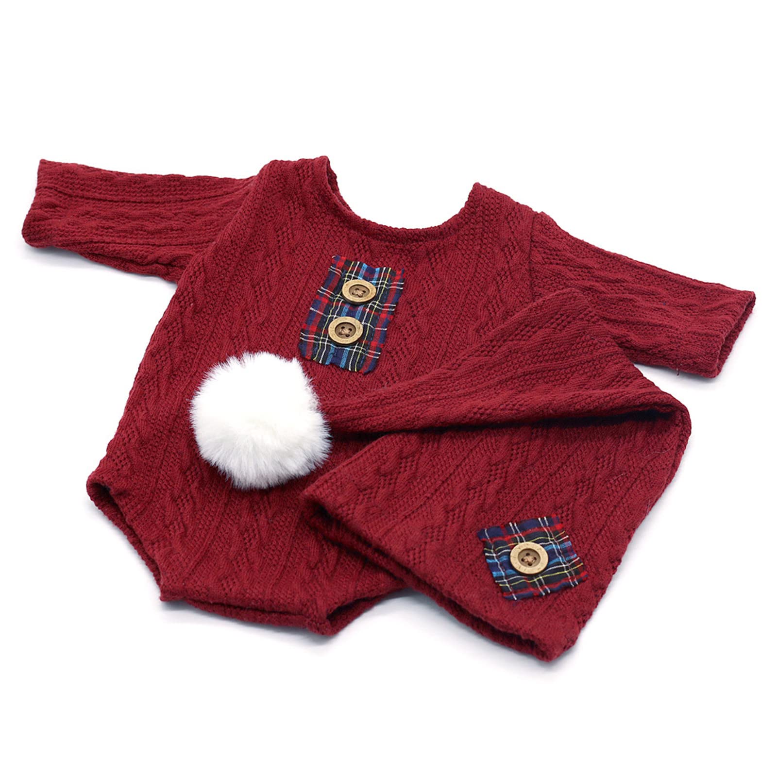 Christmas Newborn Baby Photo Shoot Props Outfits Crochet Clothes Santa Claus Red Hat Pants Photography Props (Reda)