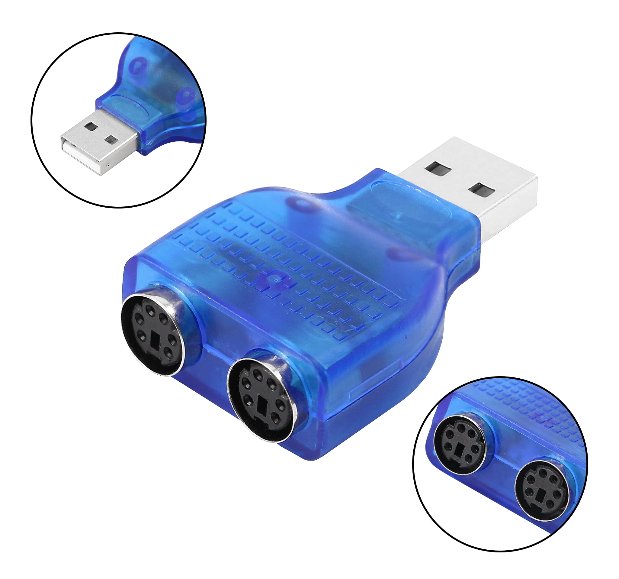 Yacsejao Usb To Ps2 Adapter Usb A Male To Dual Ps/2 Female Converter Splitter For Mouse Keyboard (2 Pcs)