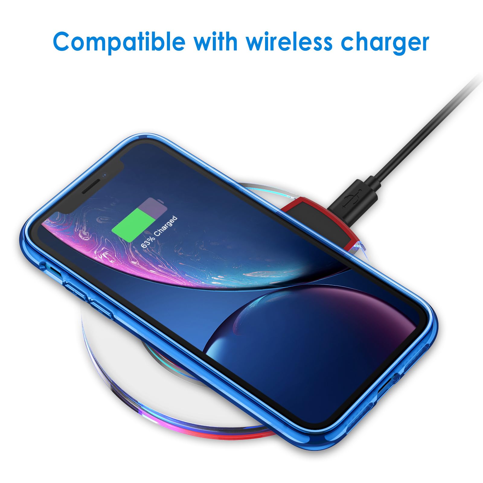 Jetech Case For Iphone Xr 6.1 Inch, Non Yellowing Shockproof Phone Bumper Cover, Anti Scratch Clear Back (Blue)