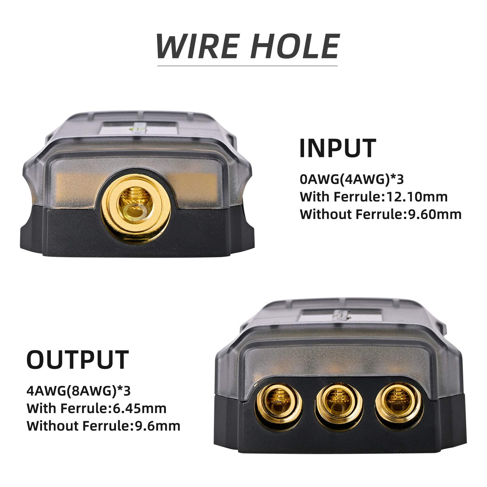 Leigesaudio Copper 0/4 Gauge To 4/8 Gauge 60 Amp Mini Anl 3 Way Fuse Holder Distribution Block