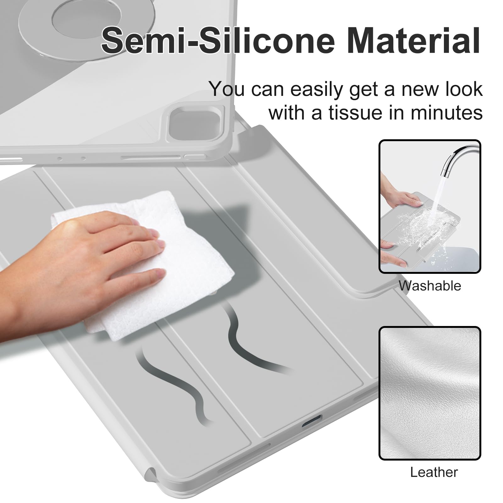 Zenlu Ipad Pro 11 Inch Case With Removable Magnetic Folio Cover, Premium Pu Leather, Multiple Angles Stand, Pencil Slot Charging