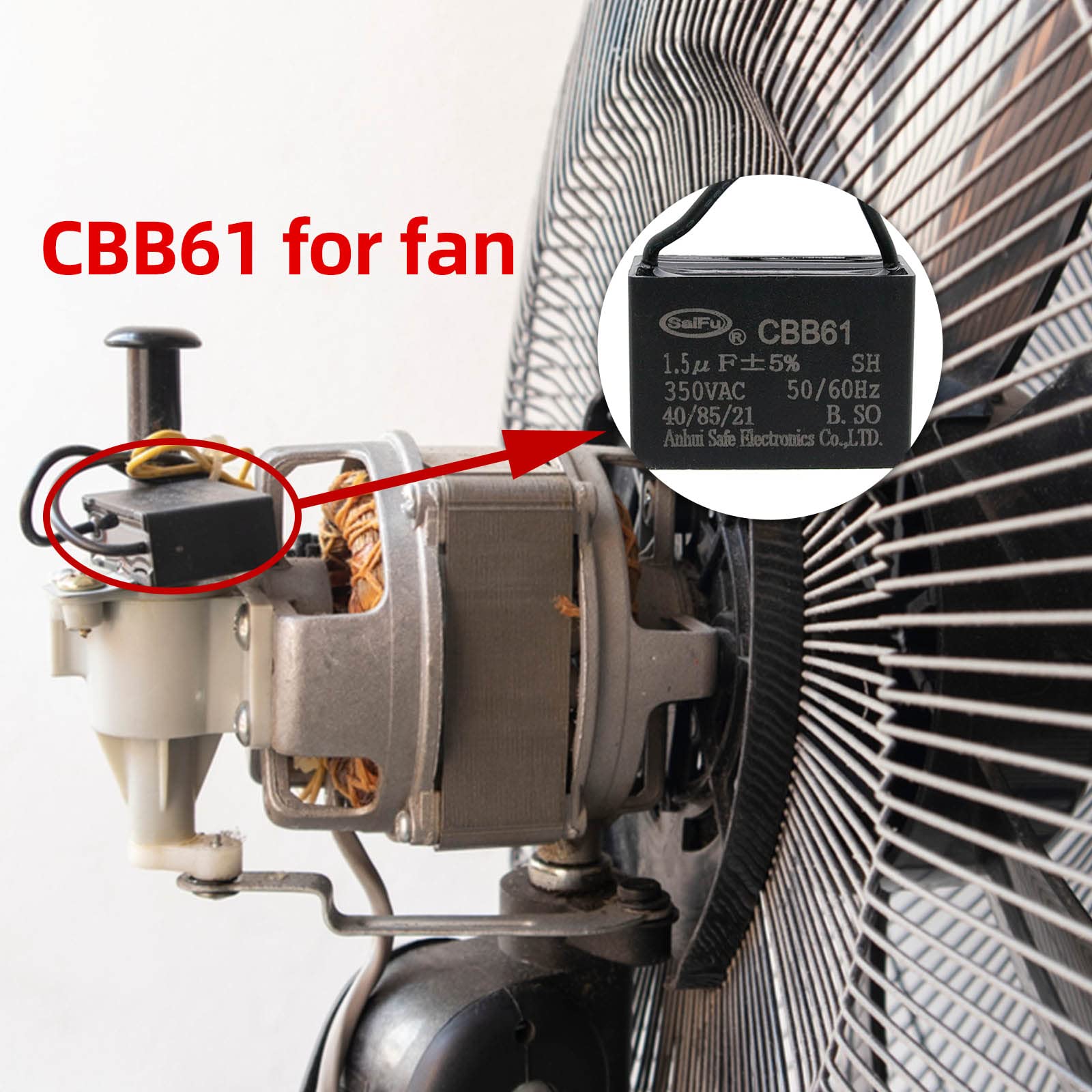 Akzytue Cbb61 Capacitor 1.5Uf 350V Ac Ceiling Fan 2 Wire 50/60Hz For Electric Fan Generator Pump Motor (2 Pack )