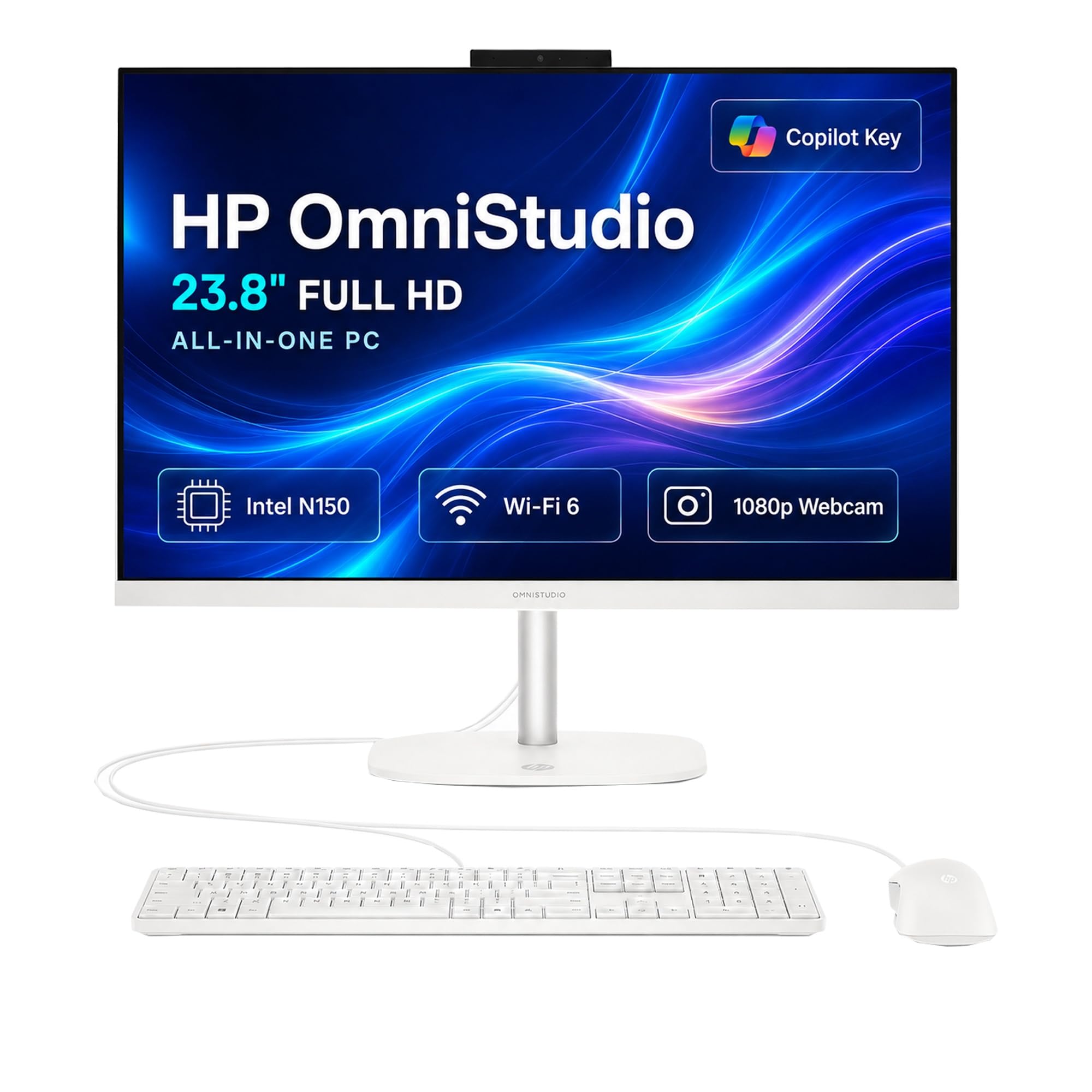 HP OmniStudio 24 AllinOne Desktop, Intel N150 Processor, 8GB DDR5 | 128GB UFS Storage, FHD NonTouch, WiFi 6, Bluetooth 5.4,