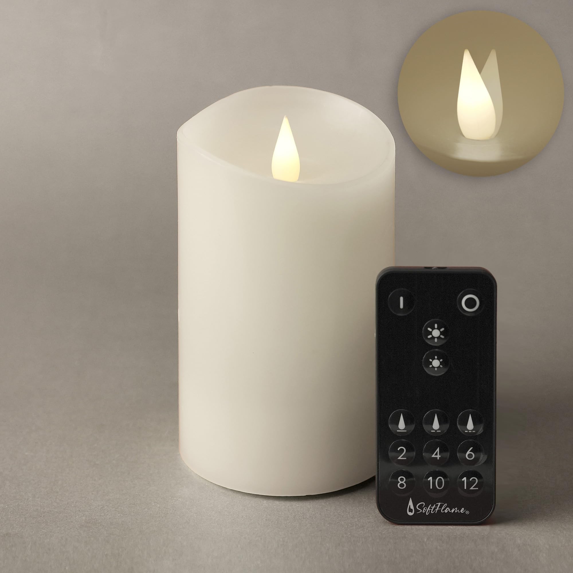 Softflame Flameless Led Candles With Remote Control, 3''X 5.1''Flickering 3D Moving Flame Battery Operated Candles In Real Wax S