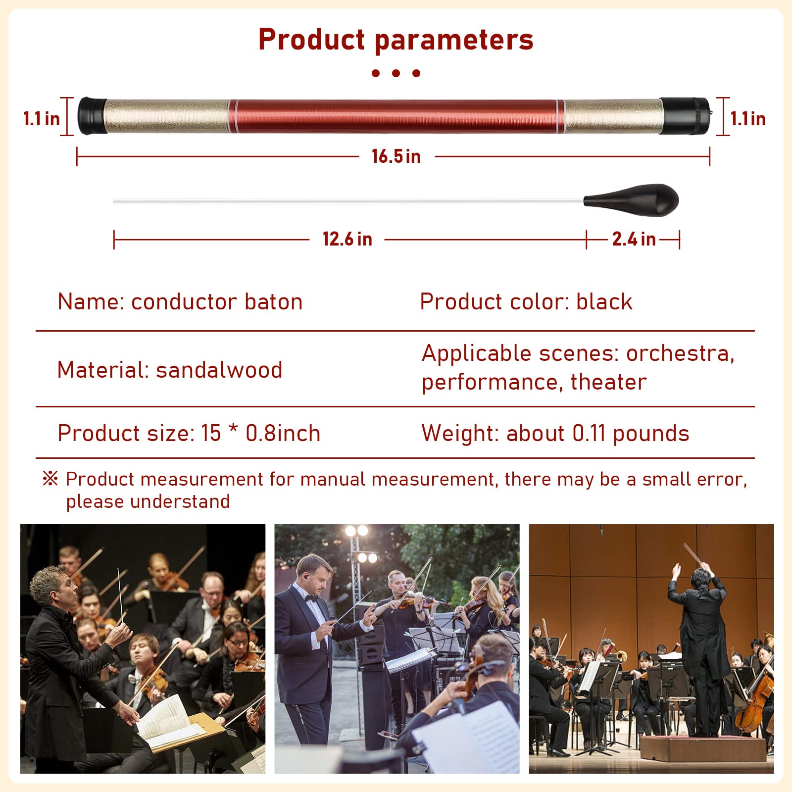 Sdarming Conducting Baton, Conductor Baton, Music Baton, Orchestra Baton With Storage Cylinder Ebony Handle, Music Baton For Cho